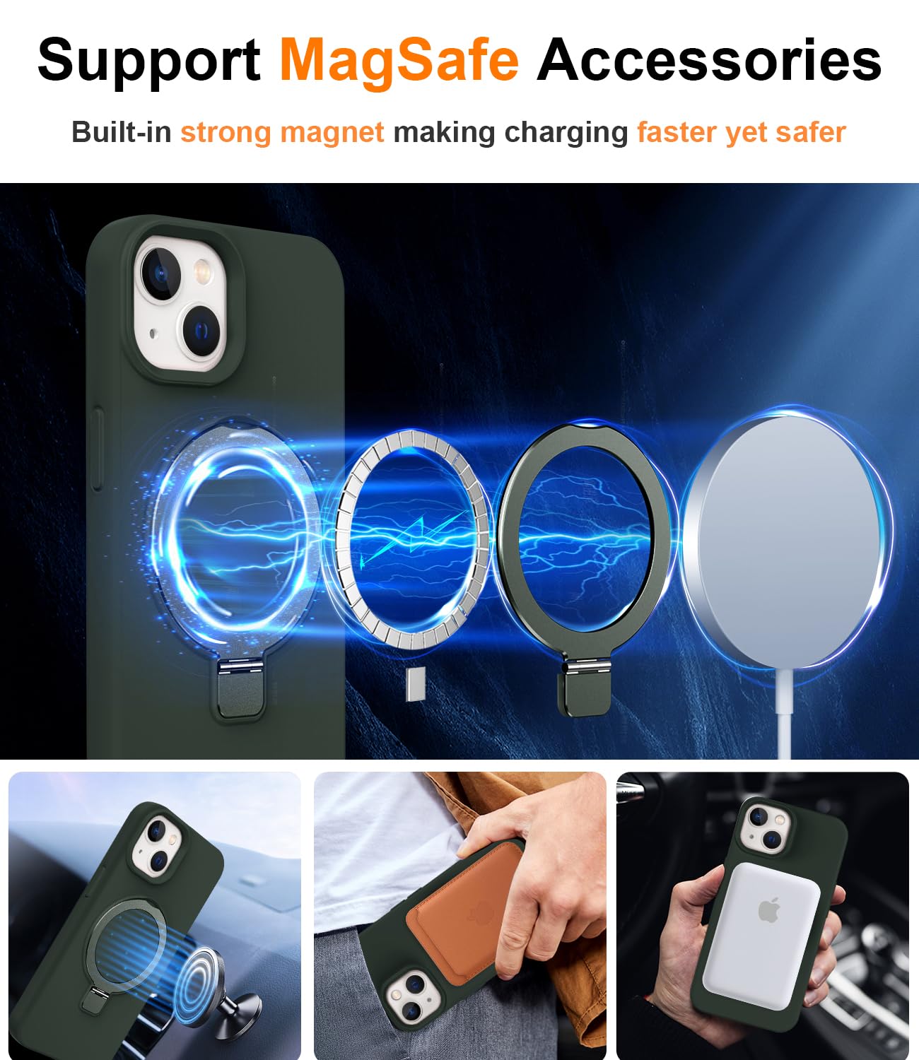 Foto 4 pulgar | Funda De Silicona Sterker Con Soporte Magnético Para Iphone 13 Y 14 - Venta Internacional.