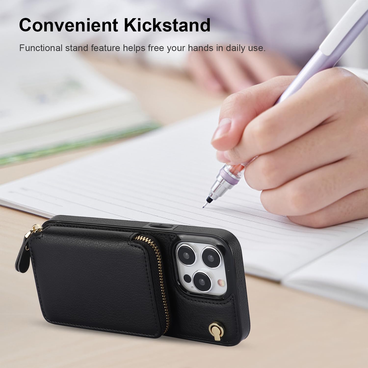 Foto 7 pulgar | Funda Tipo Cartera Tipo Bandolera Bocasal Para Iphone 15 Pro Max, Color Negro - Venta Internacional.
