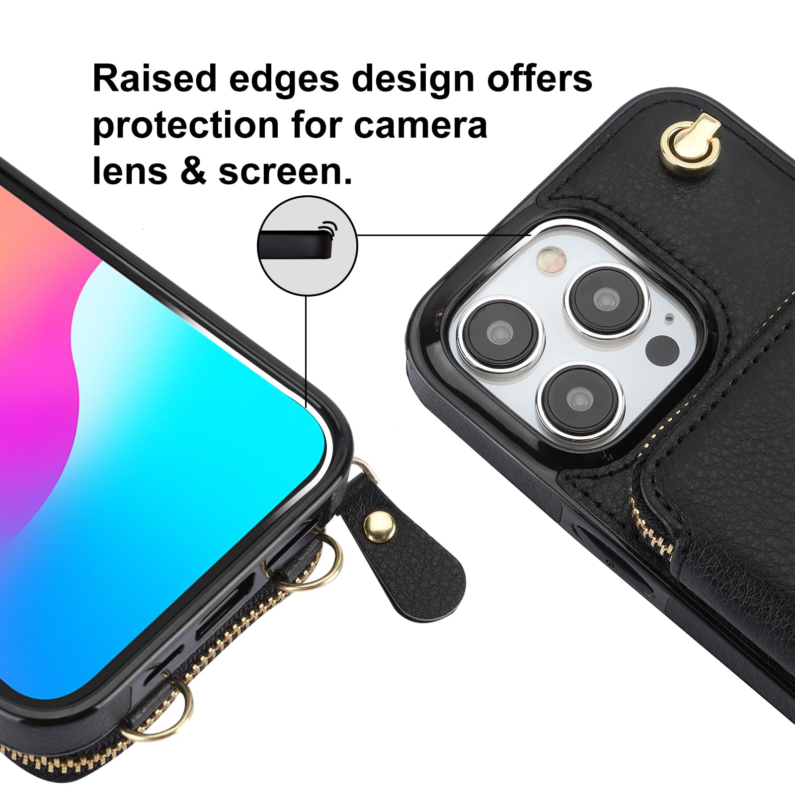 Foto 8 pulgar | Funda Tipo Cartera Tipo Bandolera Bocasal Para Iphone 15 Pro Max, Color Negro - Venta Internacional.