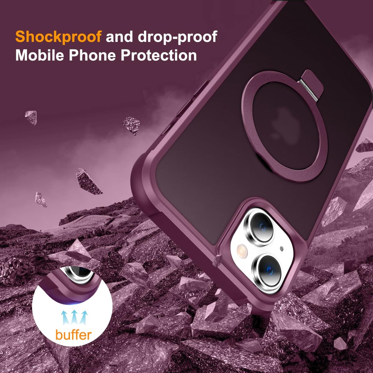 Foto 4 pulgar | Funda De Teléfono Sterker Con Soporte Magnético Para Iphone 15, Color Rojo Vino - Venta Internacional.