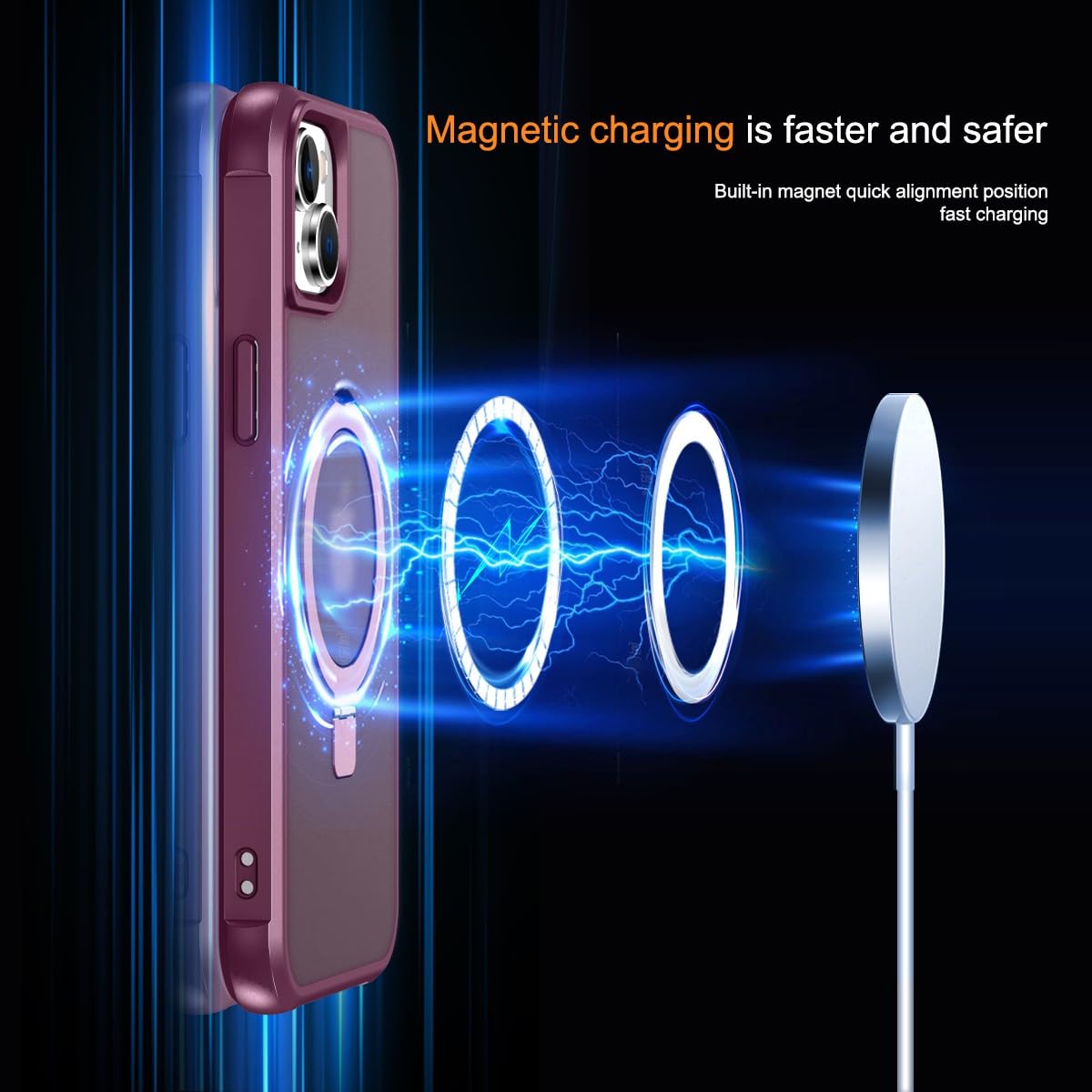 Foto 5 pulgar | Funda De Teléfono Sterker Con Soporte Magnético Para Iphone 15, Color Rojo Vino - Venta Internacional.
