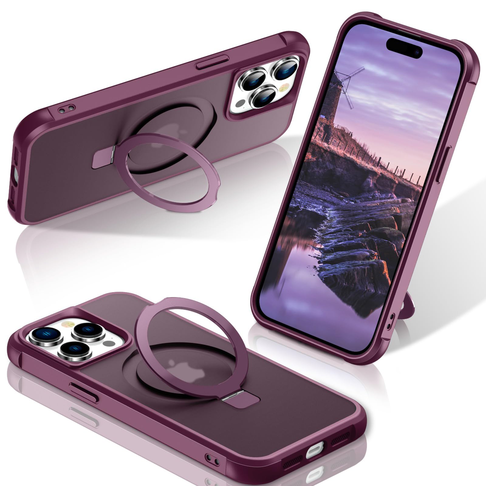 Foto 2 pulgar | Funda De Teléfono Sterker Con Soporte Magnético Para Iphone 14 Pro Max Wine - Venta Internacional.