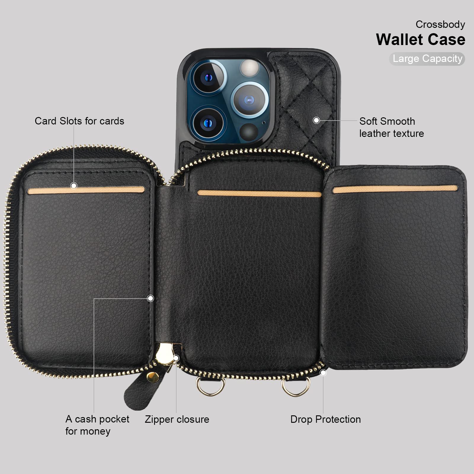 Foto 7 | Funda Tipo Cartera Tipo Bandolera Bocasal Para Iphone 13 Pro 6.1 - Venta Internacional.