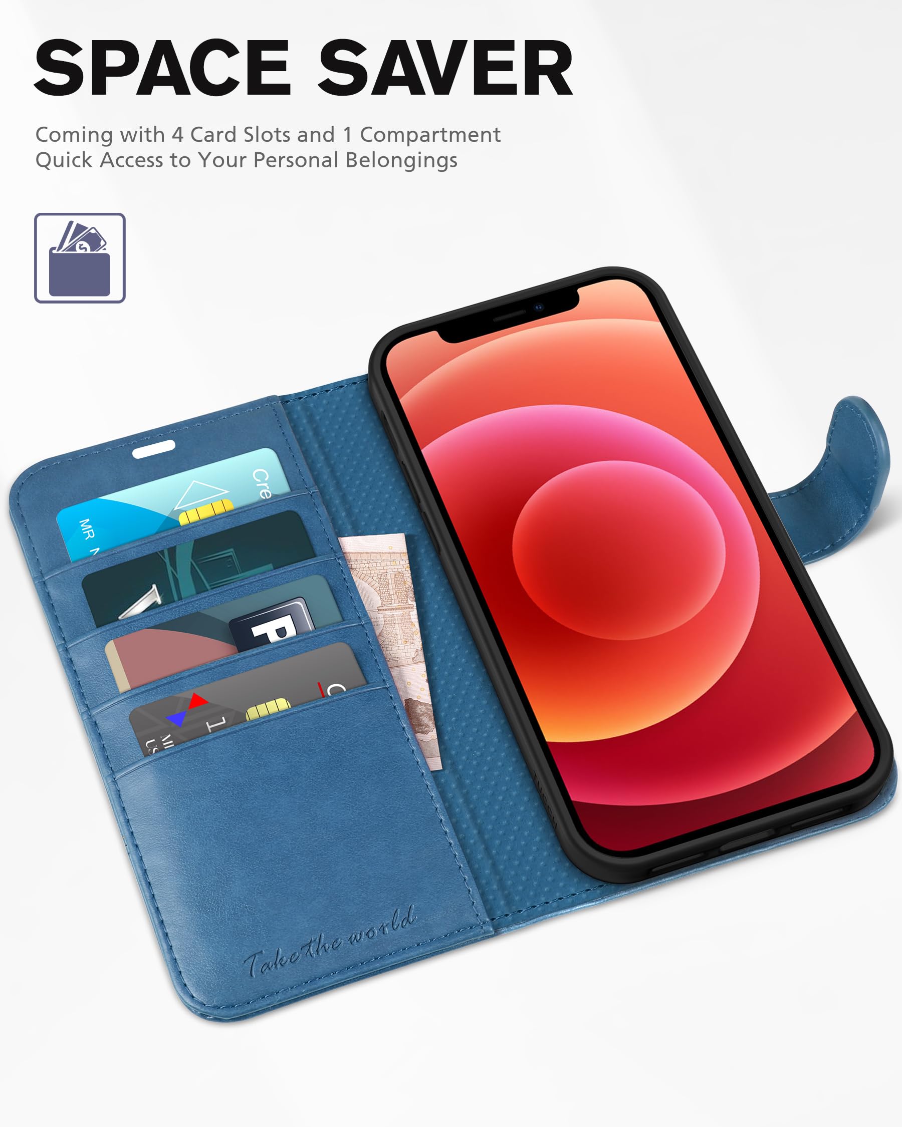 Foto 7 | Funda Tipo Cartera Tucch Para Iphone 12 Pro Max 5g Con Rfid Lake Blue - Venta Internacional.