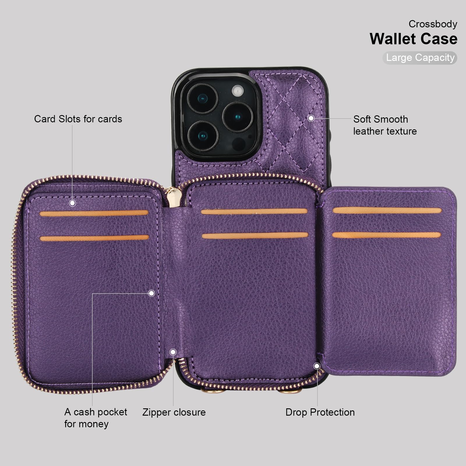 Foto 8 pulgar | Funda Tipo Cartera Tipo Bandolera Bocasal Para Iphone 16 Pro Max 6.9 - Venta Internacional.