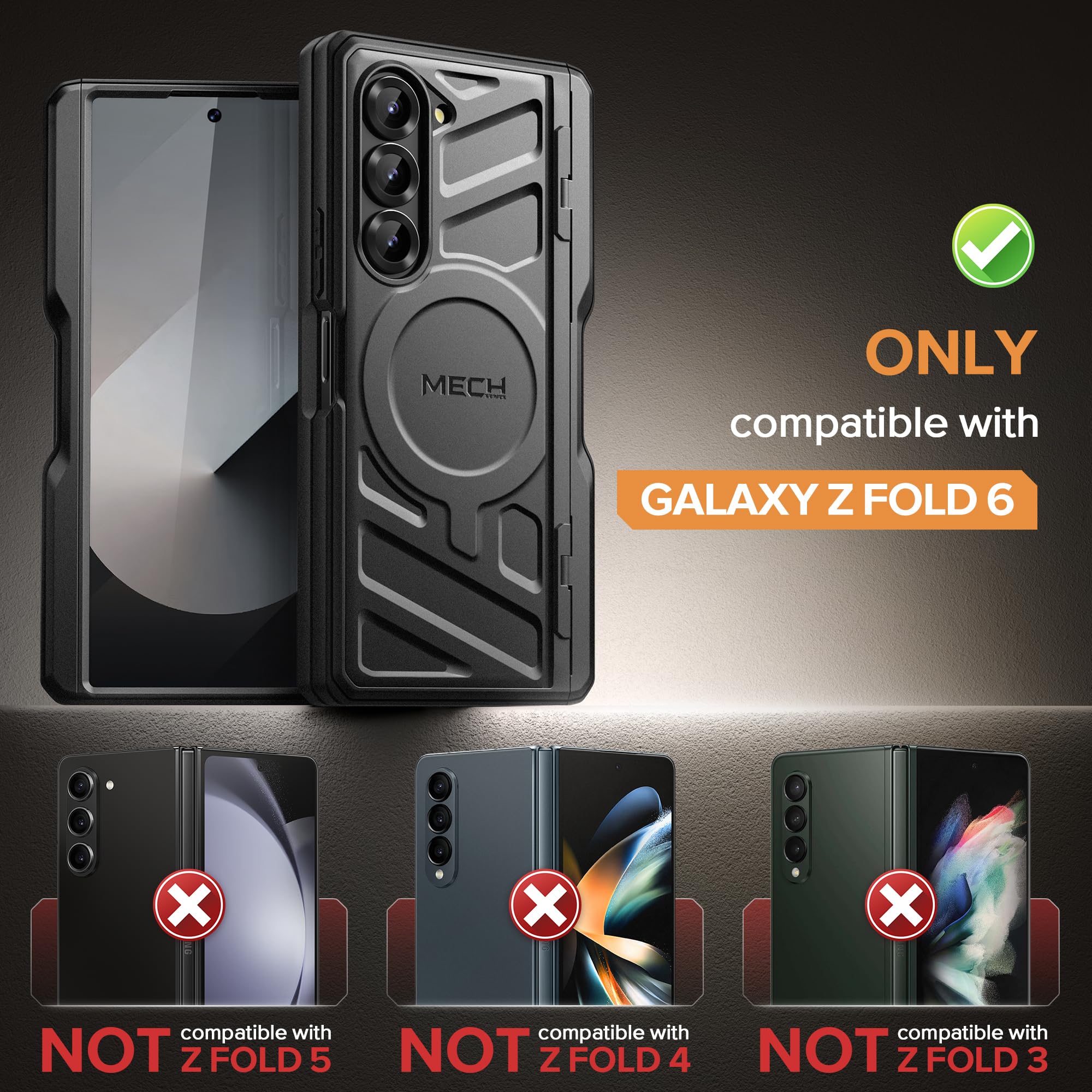 Foto 3 pulgar | Funda Magnética Tongate Para Samsung Galaxy Z Fold 6 Negra - Venta Internacional.