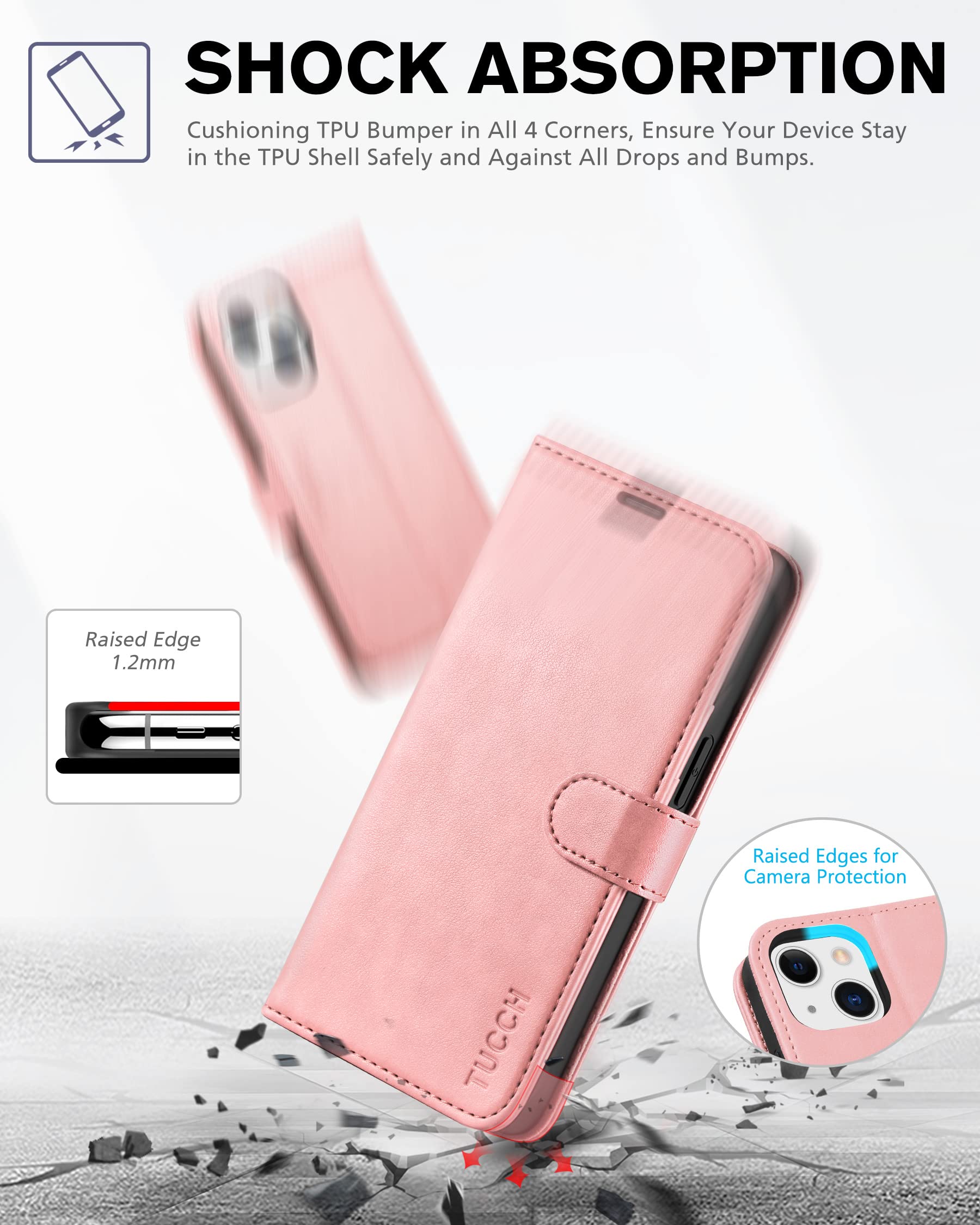 Foto 6 | Funda Tucch Para Iphone 13 5g De 6.1 Pulgadas Con Bloqueo Rfid En Oro Rosa - Venta Internacional.
