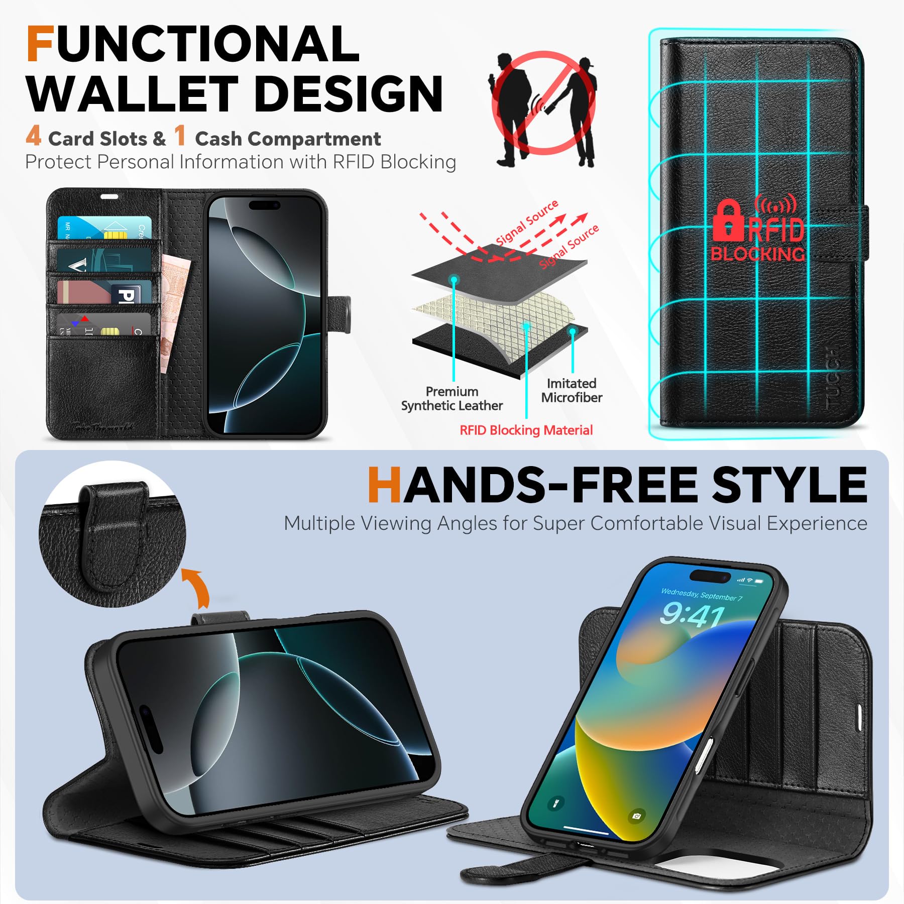 Foto 6 pulgar | Funda Tipo Cartera Tucch Para Iphone 16 Pro Max Con Bloqueo Rfid - Venta Internacional.