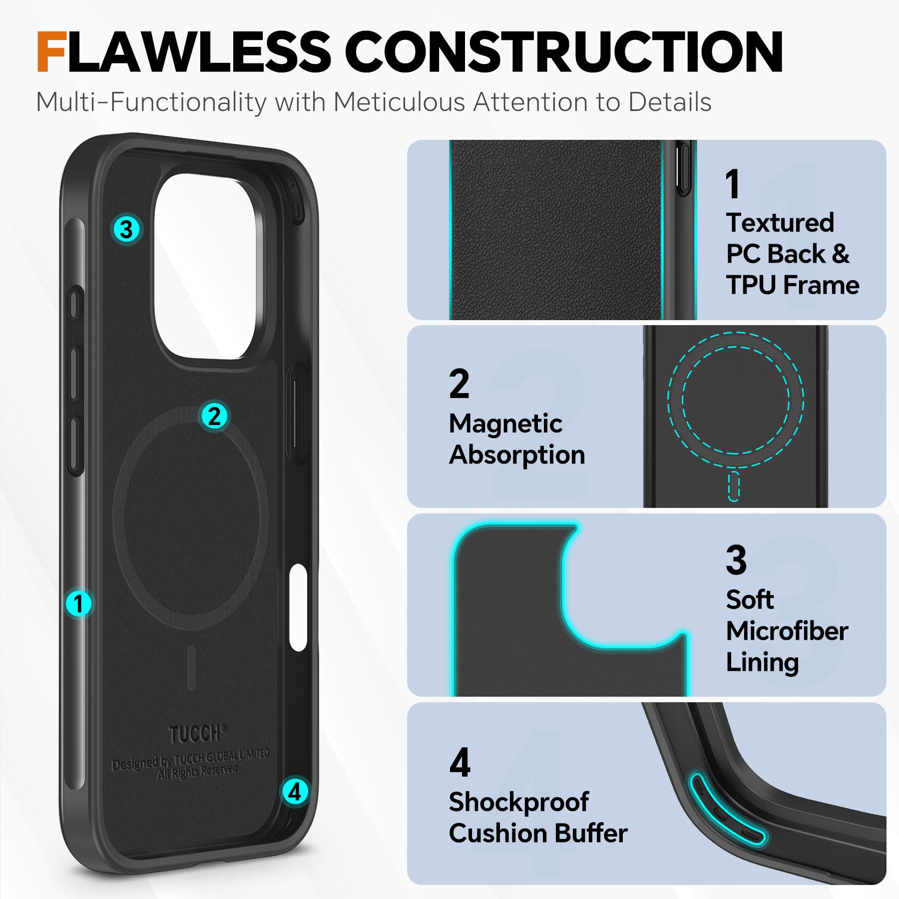 Foto 8 pulgar | Funda Tipo Cartera Tucch Para Iphone 16 Pro Max Con Bloqueo Rfid - Venta Internacional.