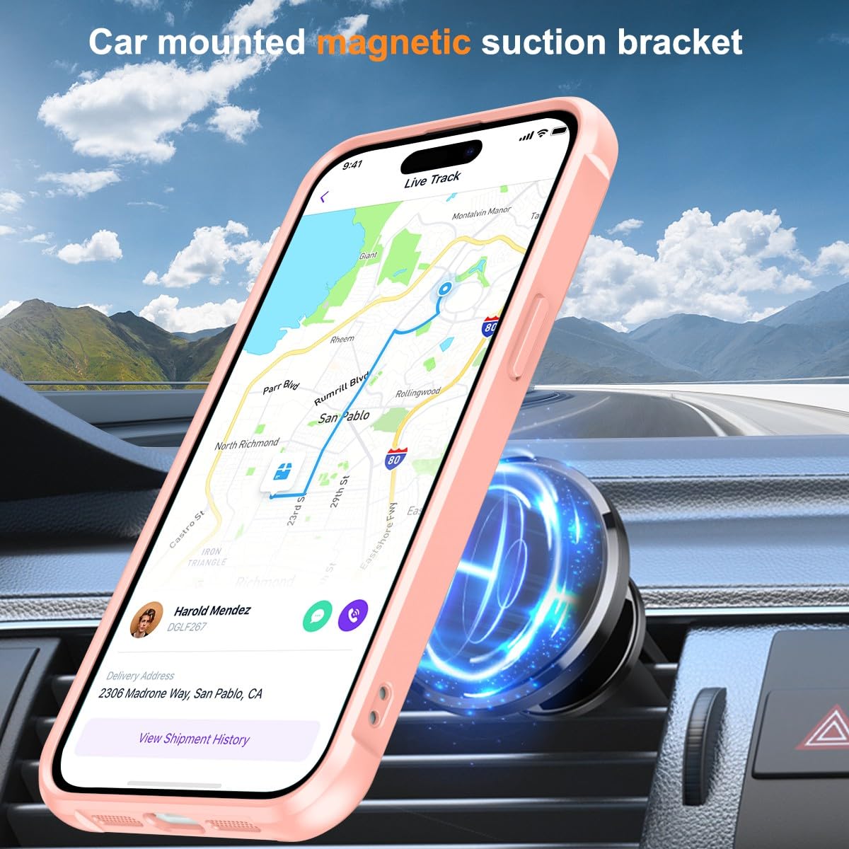Foto 6 pulgar | Funda Para Teléfono Sterker Con Soporte Magnético Para Iphone 15 Pro, Rosa - Venta Internacional.