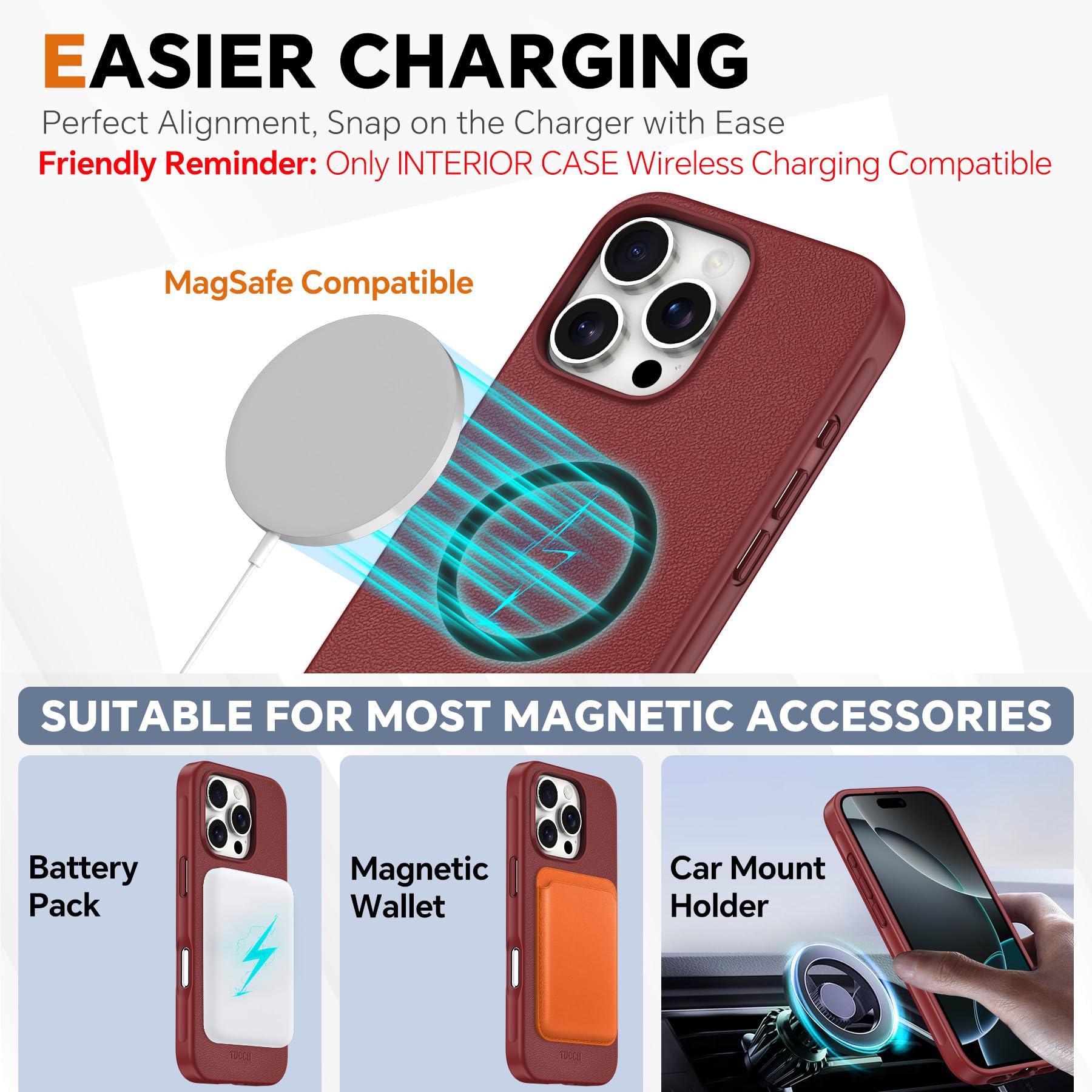 Foto 5 pulgar | Funda Tipo Cartera Tucch Para Iphone 16 Pro Max 5g Rojo Oscuro - Venta Internacional.