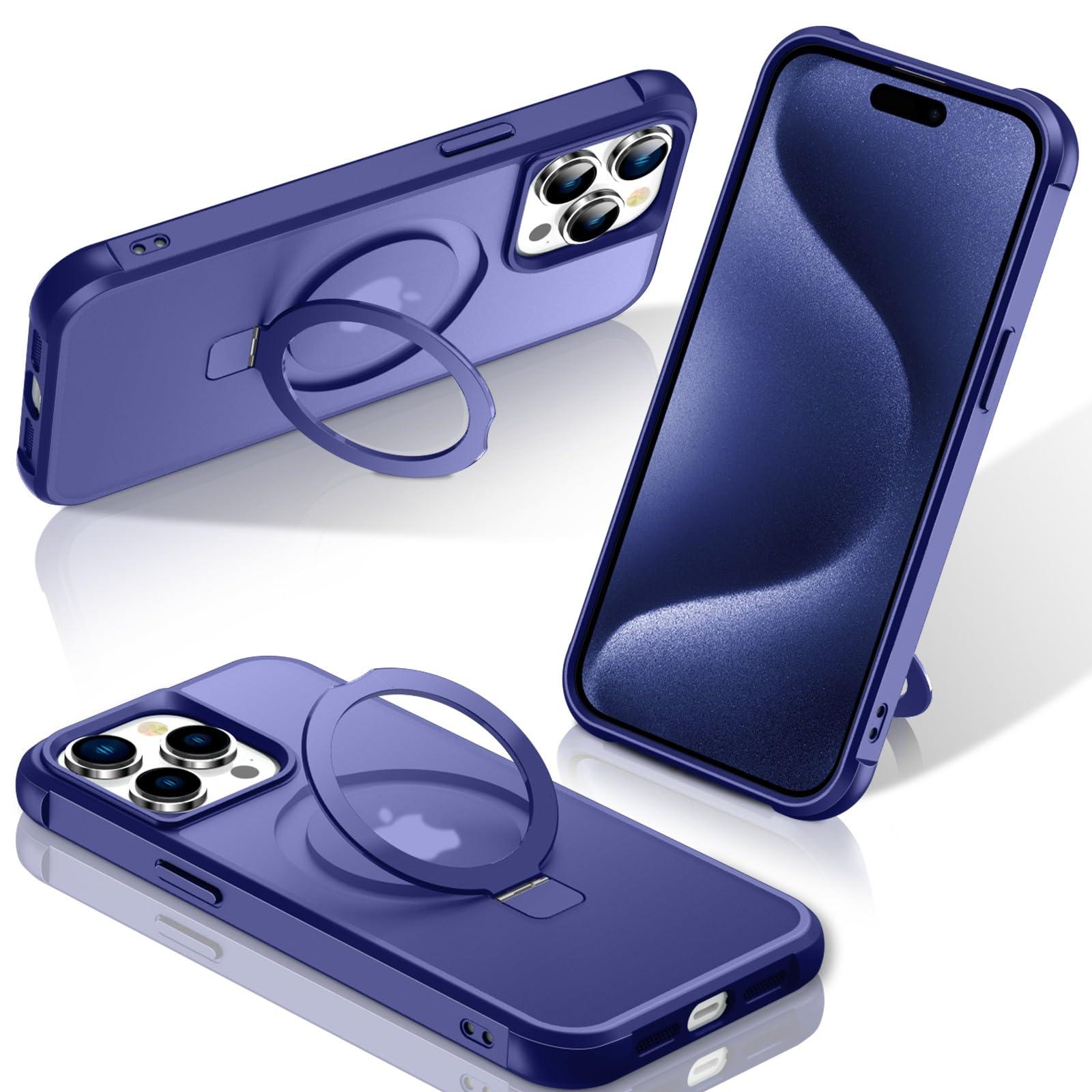 Foto 2 pulgar | Funda Para Teléfono Sterker Con Soporte Magnético Para Iphone 15 Pro, Azul - Venta Internacional.