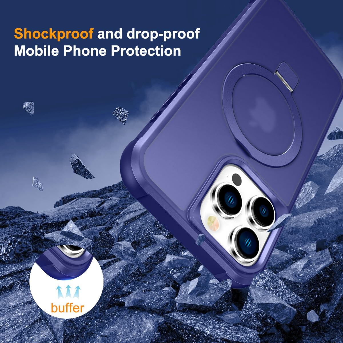 Foto 4 pulgar | Funda Para Teléfono Sterker Con Soporte Magnético Para Iphone 15 Pro, Azul - Venta Internacional.