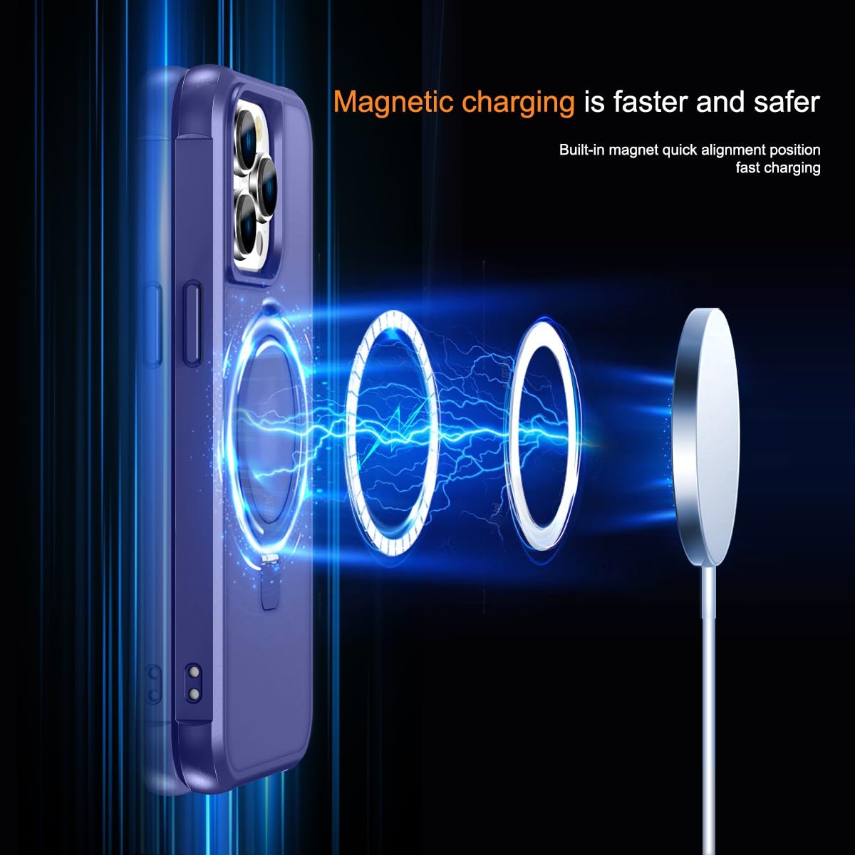 Foto 5 pulgar | Funda Para Teléfono Sterker Con Soporte Magnético Para Iphone 15 Pro, Azul - Venta Internacional.