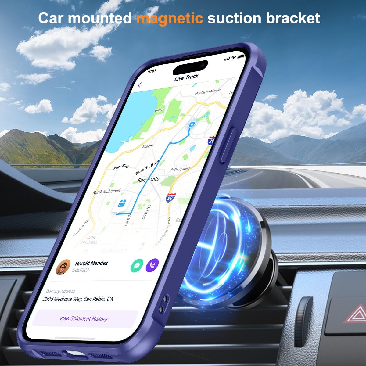 Foto 6 pulgar | Funda Para Teléfono Sterker Con Soporte Magnético Para Iphone 15 Pro, Azul - Venta Internacional.