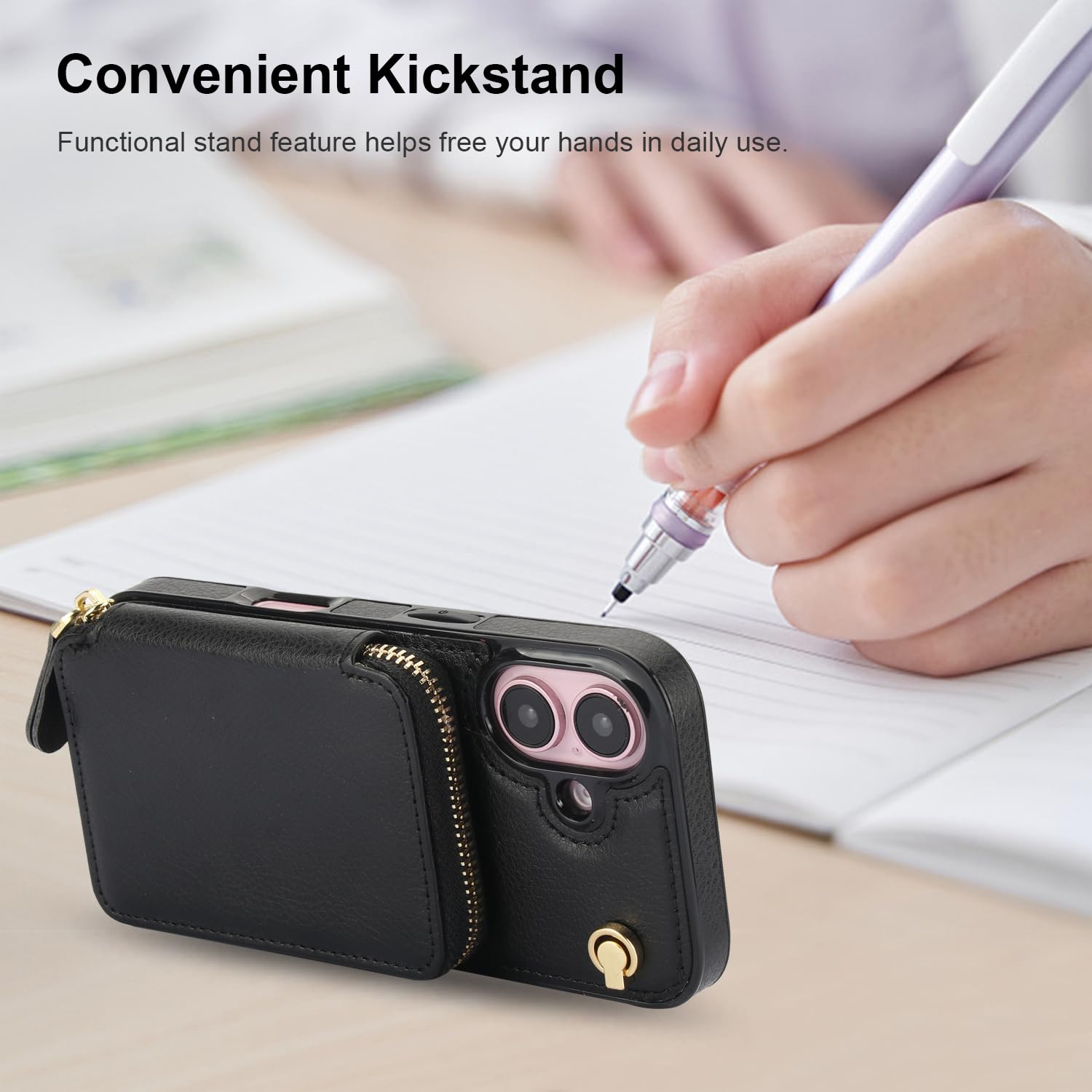 Foto 7 pulgar | Funda Tipo Cartera Tipo Bandolera Bocasal Para Iphone 16 De 6,1 Pulgadas Con Rfid, Color Negro - Venta Internacional.