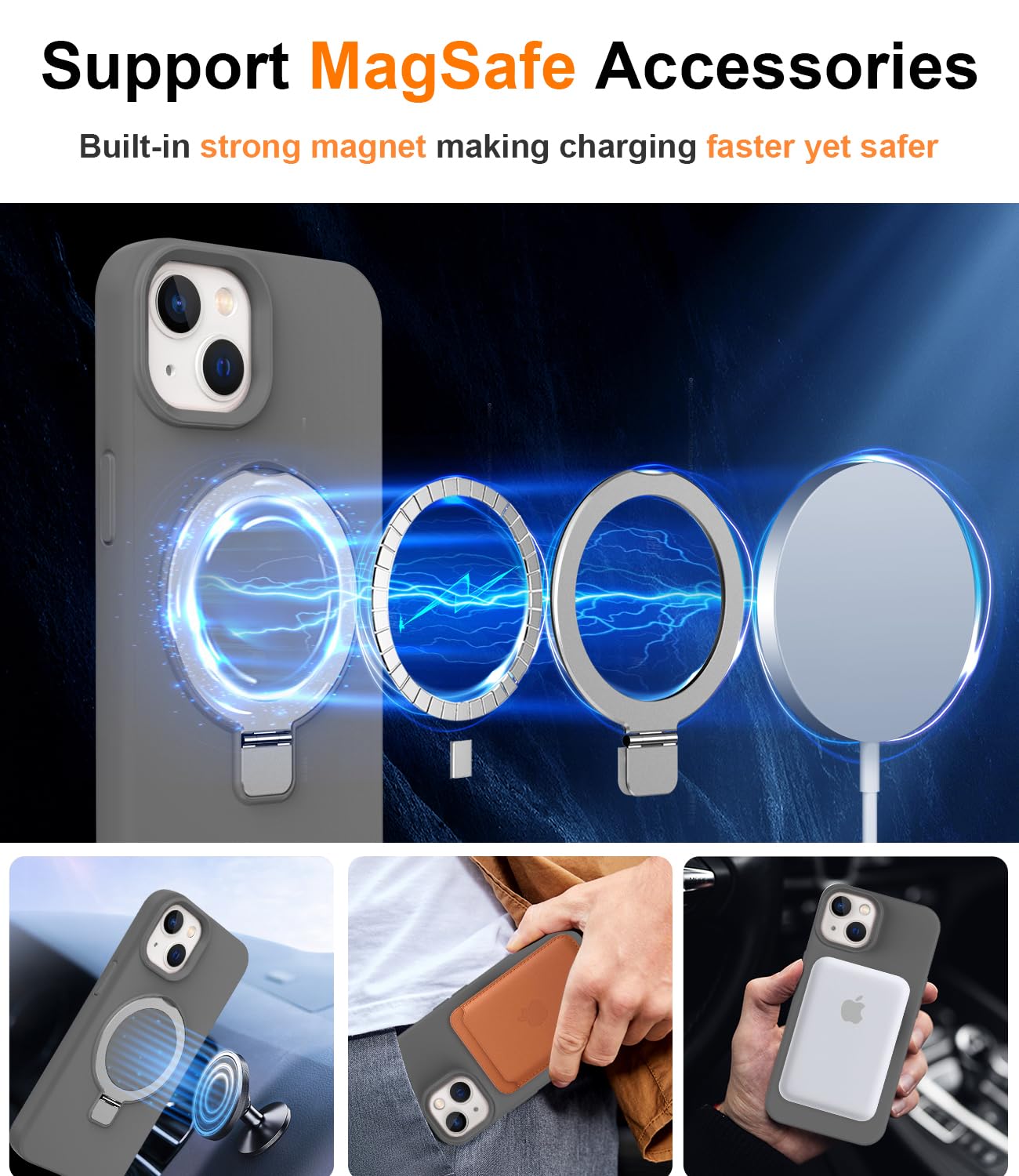 Foto 4 pulgar | Funda De Silicona Sterker Con Soporte Magnético Para Iphone 13/14 - Venta Internacional.