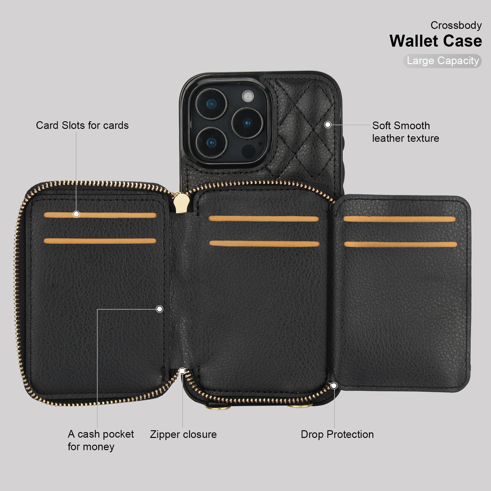 Foto 8 pulgar | Funda Tipo Cartera Tipo Bandolera Bocasal Para Iphone 16 Pro Max 6.9 - Venta Internacional.