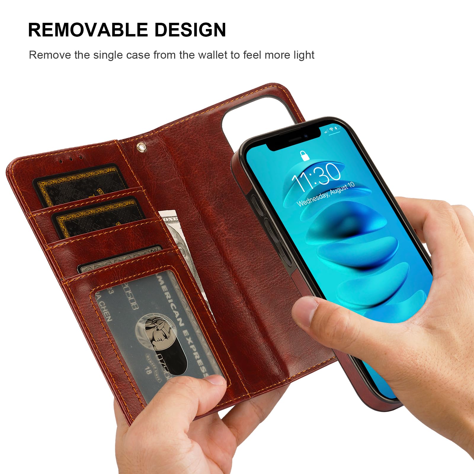 Foto 4 pulgar | Funda Tipo Cartera Bocasal Para Iphone 14 Pro Con Magsafe Brown - Venta Internacional.