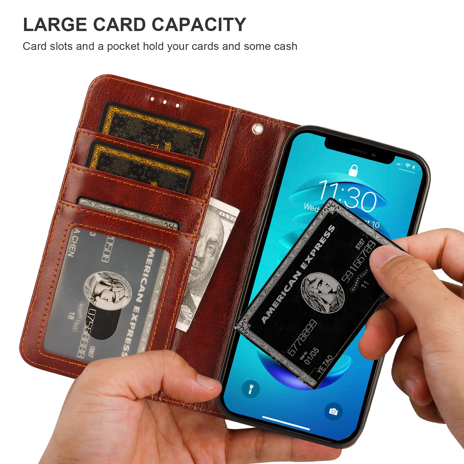 Foto 6 pulgar | Funda Tipo Cartera Bocasal Para Iphone 14 Pro Con Magsafe Brown - Venta Internacional.