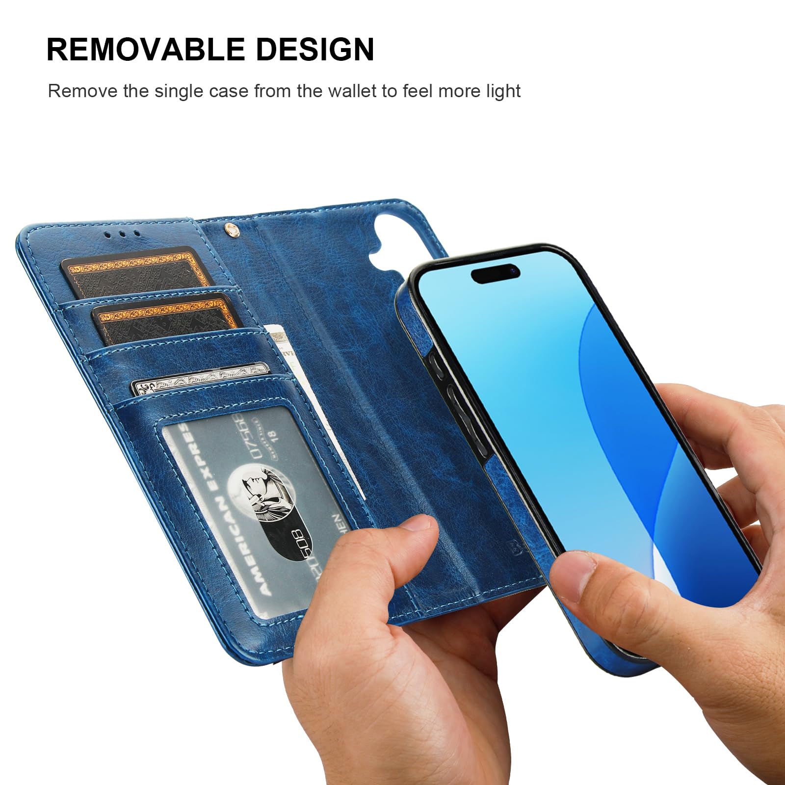Foto 3 | Funda Tipo Cartera Bocasal Para Iphone 16 Con Magsafe Rfid, Color Azul - Venta Internacional.