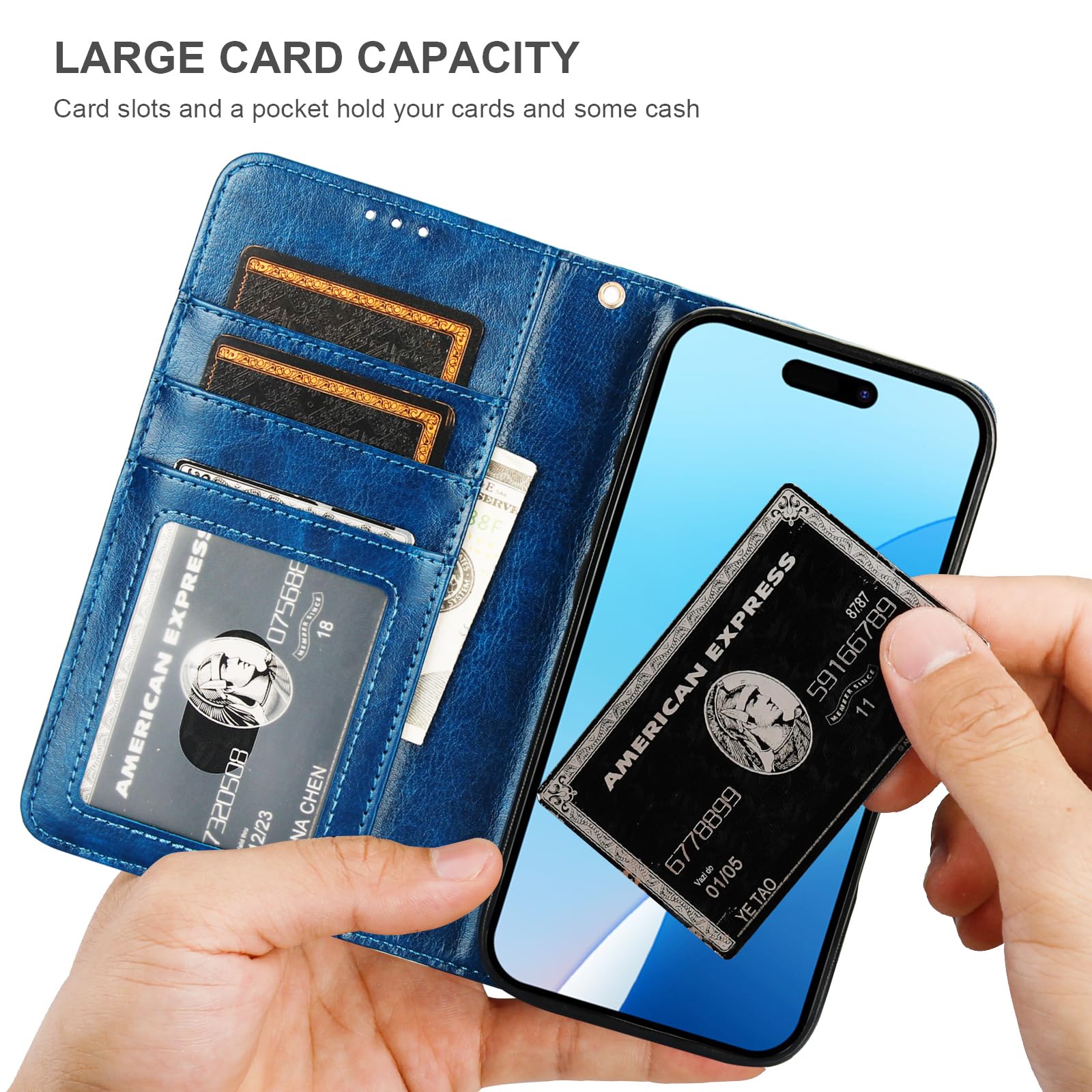 Foto 6 pulgar | Funda Tipo Cartera Bocasal Para Iphone 16 Con Magsafe Rfid, Color Azul - Venta Internacional.