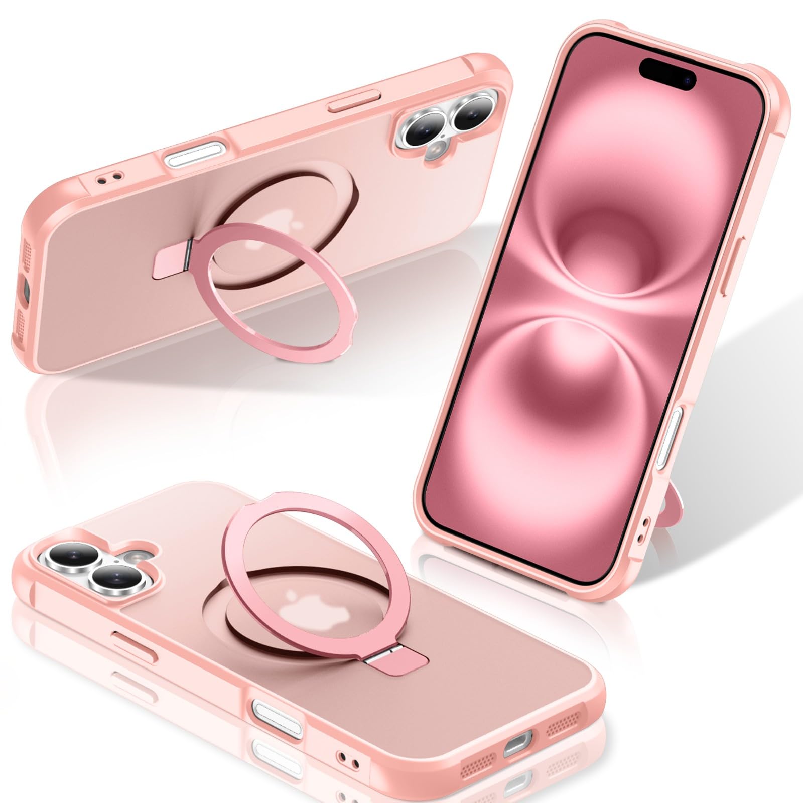 Foto 2 pulgar | Funda Para Teléfono Sterker Con Soporte Magnético Para Iphone 16, Rosa - Venta Internacional.