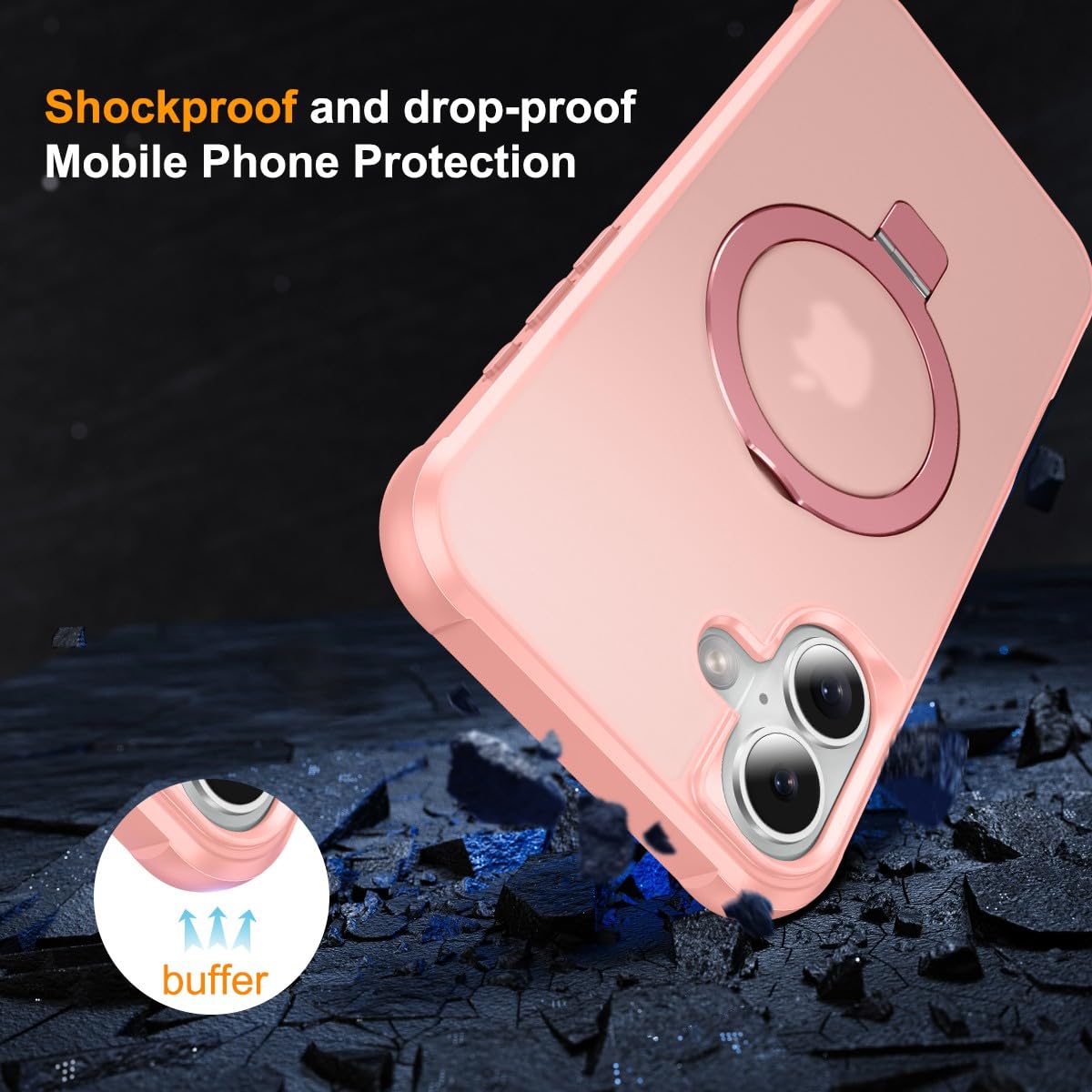 Foto 4 pulgar | Funda Para Teléfono Sterker Con Soporte Magnético Para Iphone 16, Rosa - Venta Internacional.