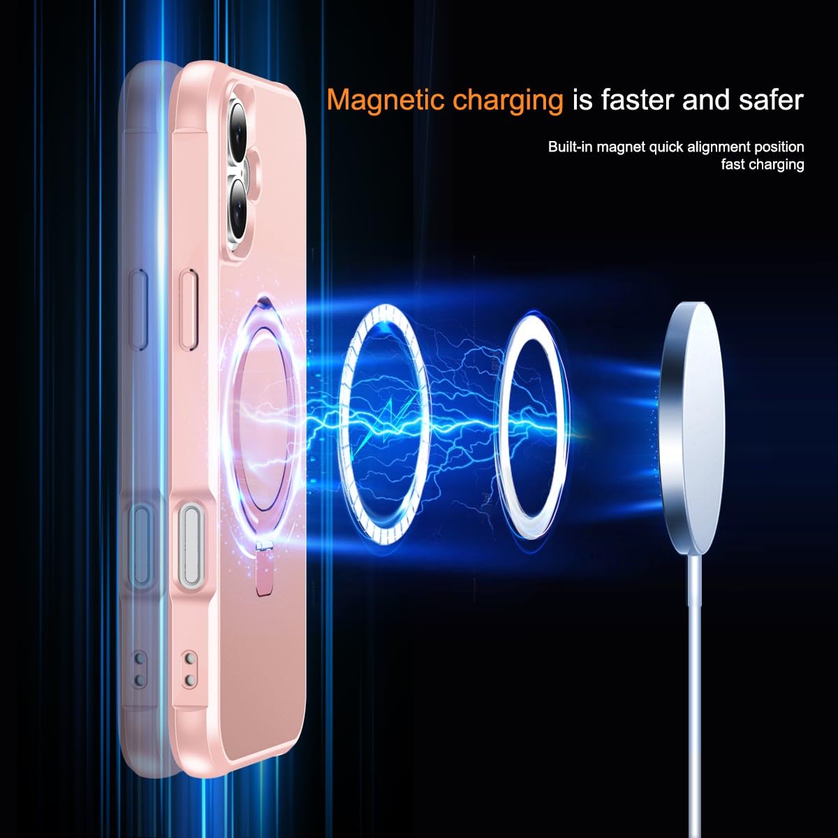 Foto 5 pulgar | Funda Para Teléfono Sterker Con Soporte Magnético Para Iphone 16, Rosa - Venta Internacional.