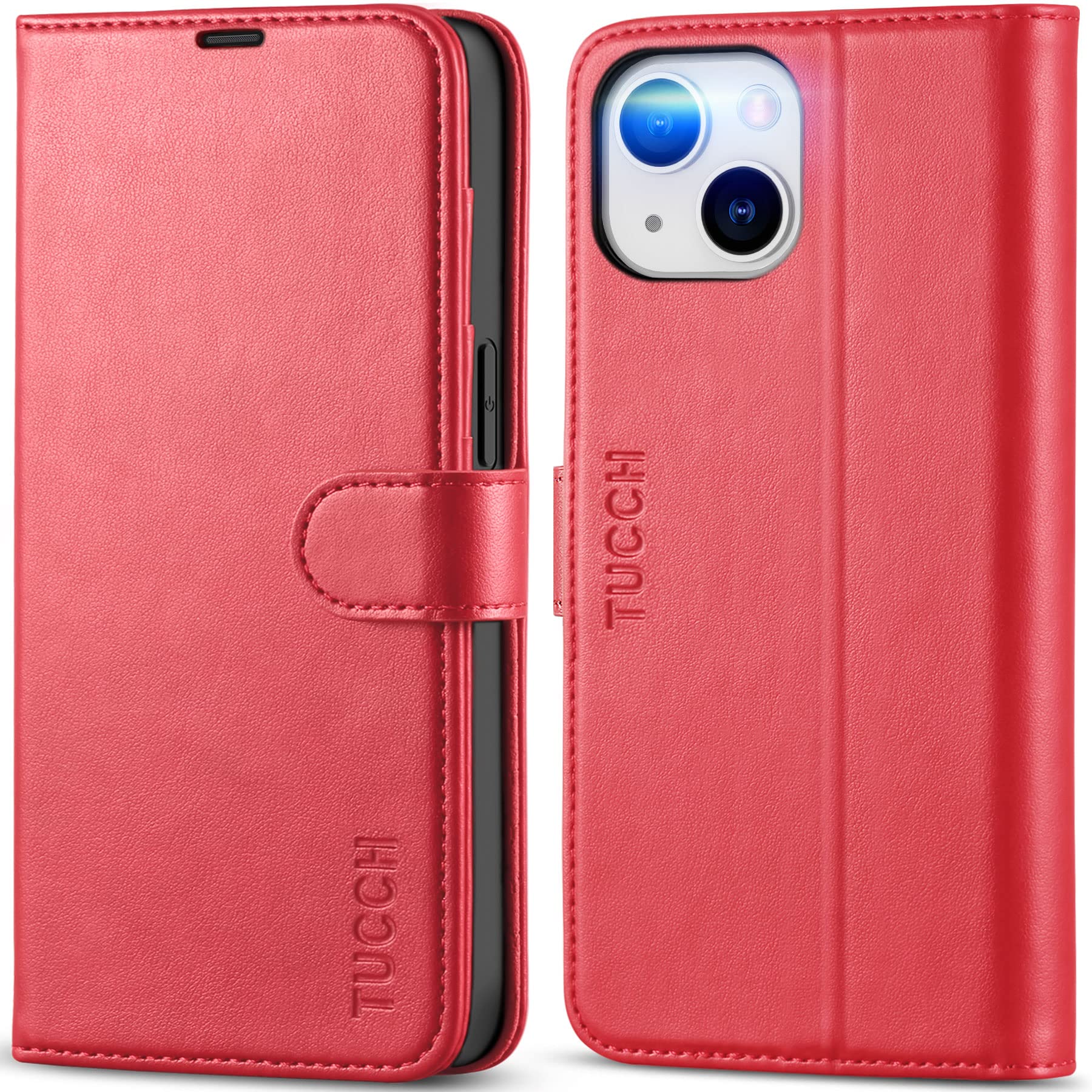 Foto 2 pulgar | Funda Tipo Cartera Tucch Para Iphone 14 De 6,1 Pulgadas Con Bloqueo Rfid, Color Rojo - Venta Internacional.
