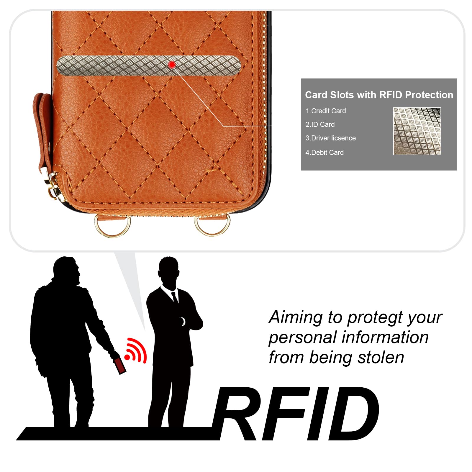 Foto 4 pulgar | Funda Tipo Cartera Tipo Bandolera Bocasal Para Iphone 15 Pro Max, Color Marrón - Venta Internacional.