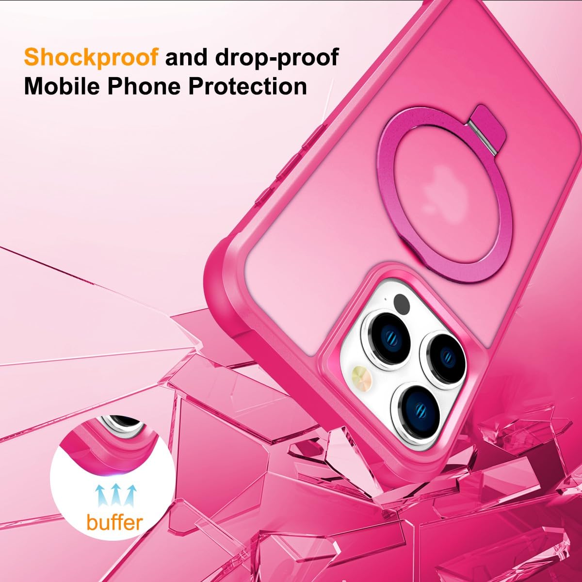 Foto 3 | Funda Para Teléfono Sterker Con Soporte Magnético Para Iphone 15 Pro, Rosa Roja - Venta Internacional.