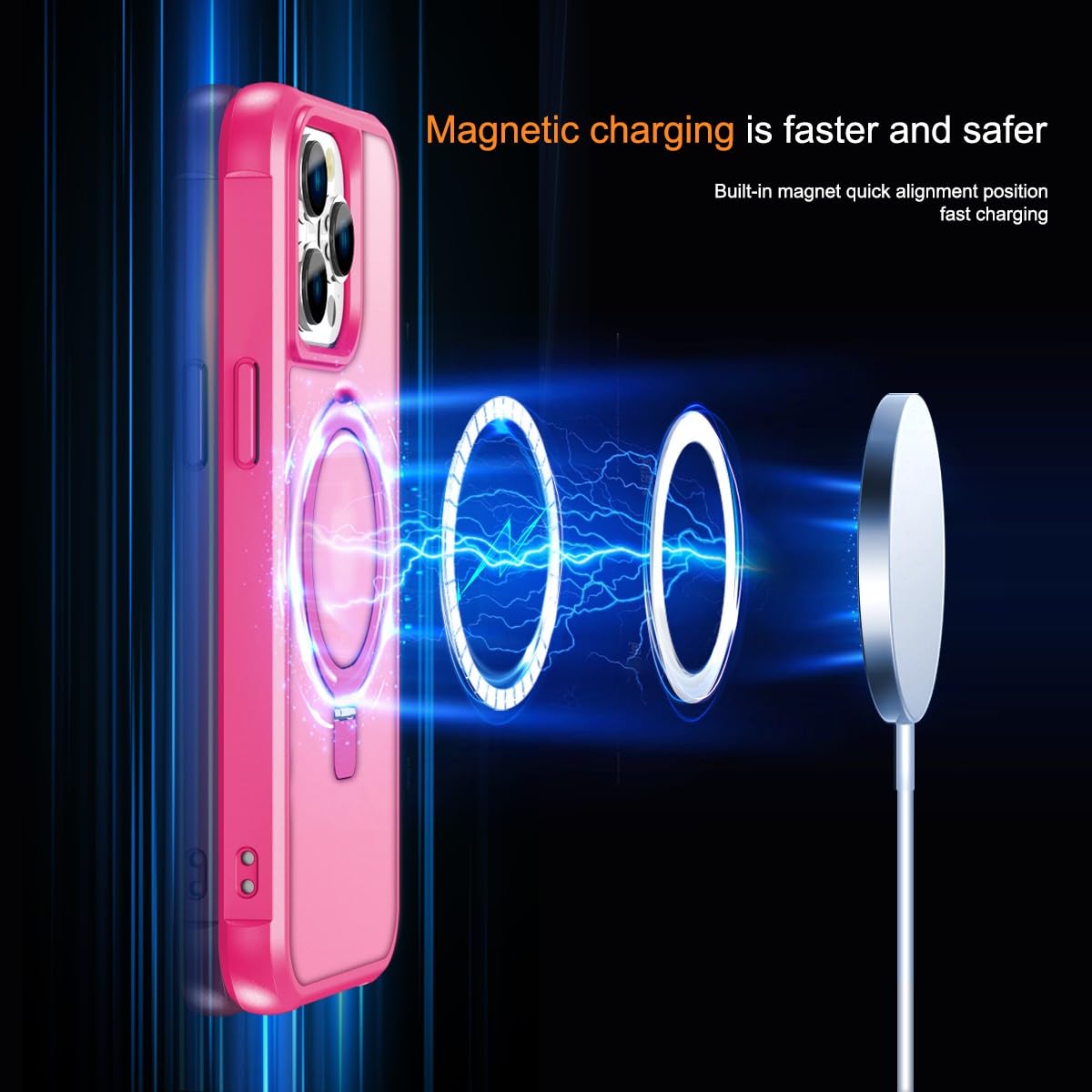 Foto 5 pulgar | Funda Para Teléfono Sterker Con Soporte Magnético Para Iphone 15 Pro, Rosa Roja - Venta Internacional.