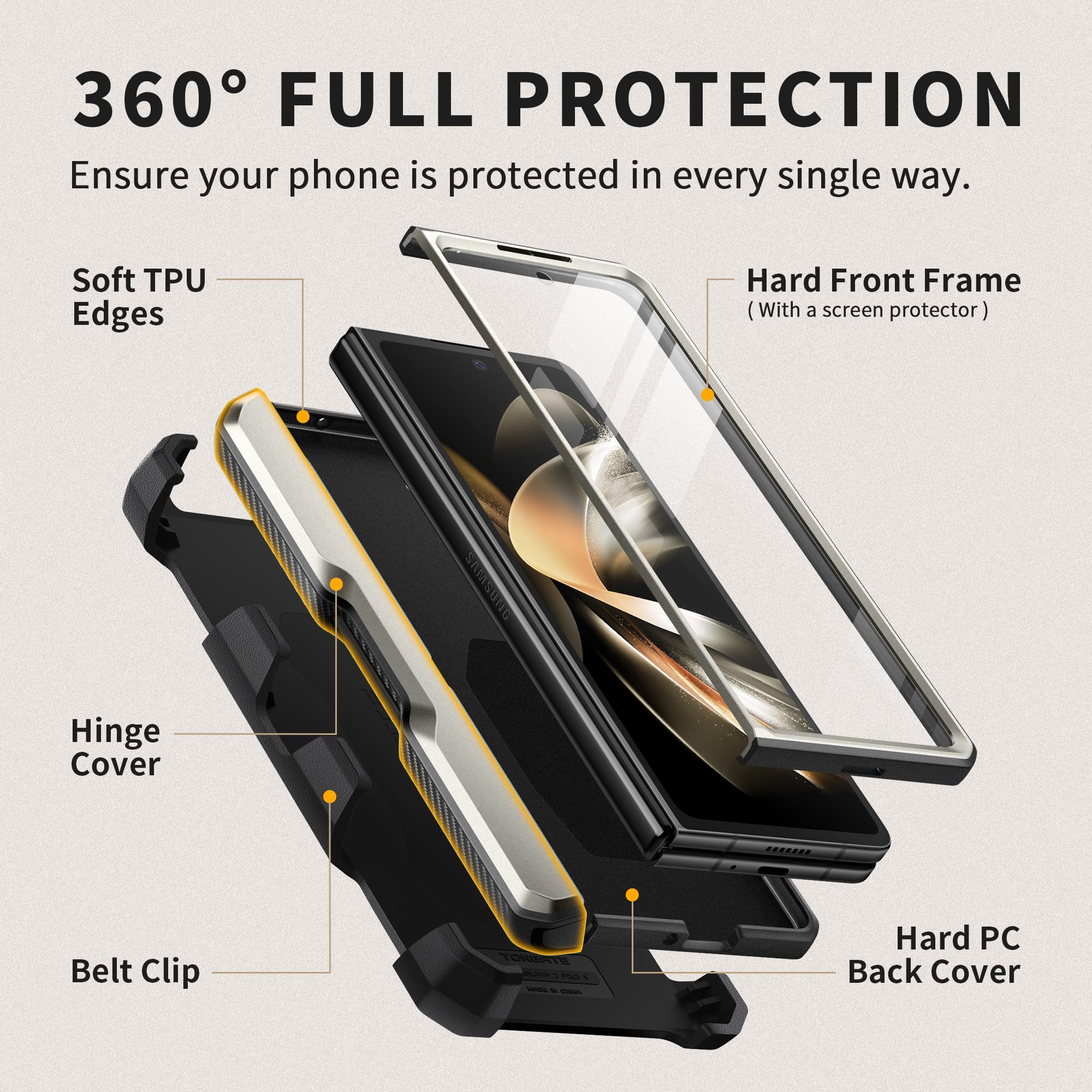 Foto 6 pulgar | Funda De Teléfono Tongate Para Samsung Galaxy Z Fold 5 Con Accesorios - Venta Internacional.