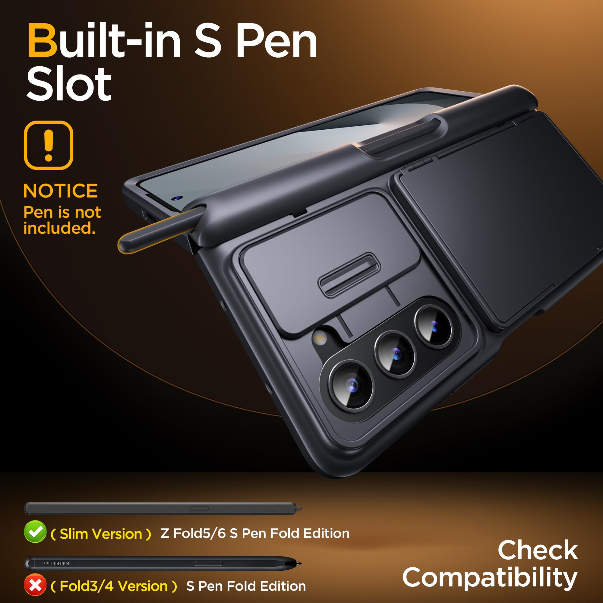 Foto 4 pulgar | Funda De Teléfono Tongate Para Samsung Galaxy Z Fold 6 Negra - Venta Internacional.