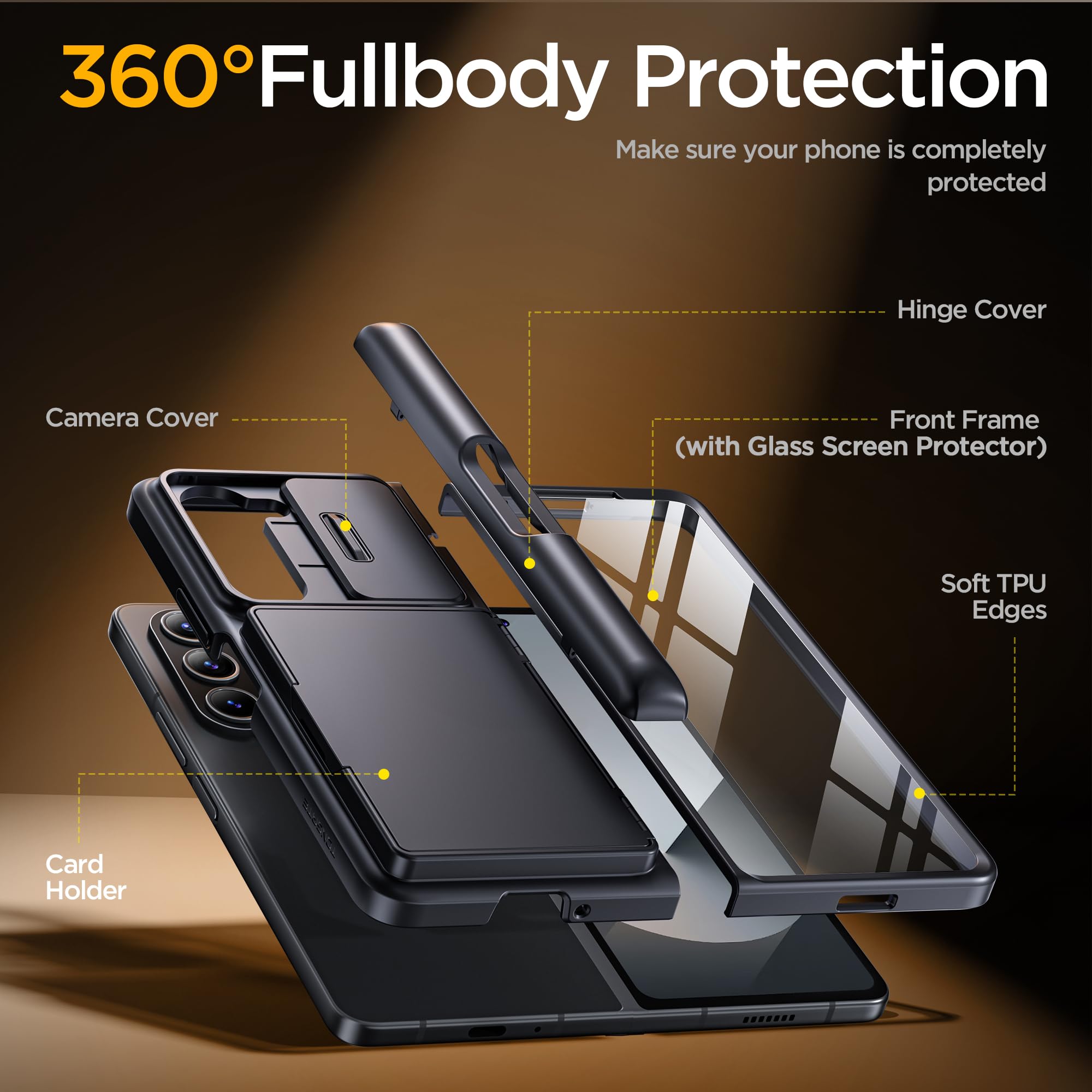 Foto 7 pulgar | Funda De Teléfono Tongate Para Samsung Galaxy Z Fold 6 Negra - Venta Internacional.