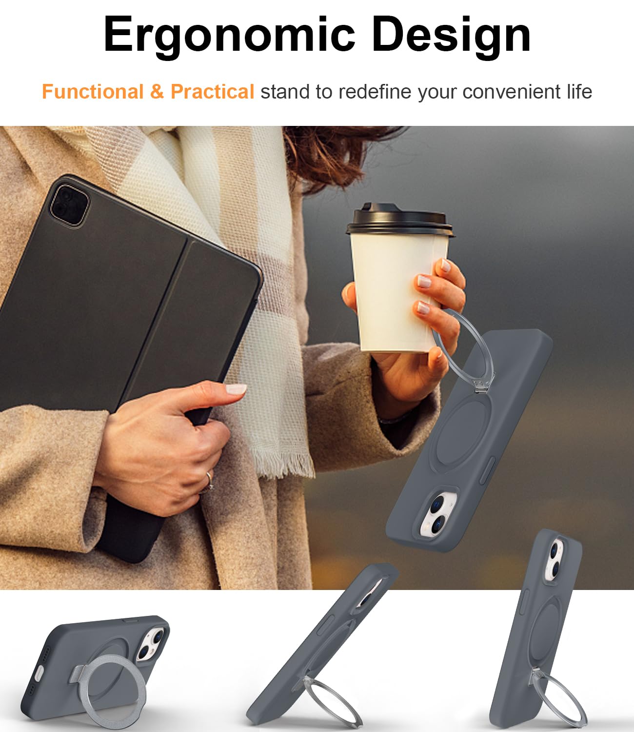Foto 3 pulgar | Funda De Silicona Sterker Con Soporte Magnético Para Iphone 13/14 - Venta Internacional.