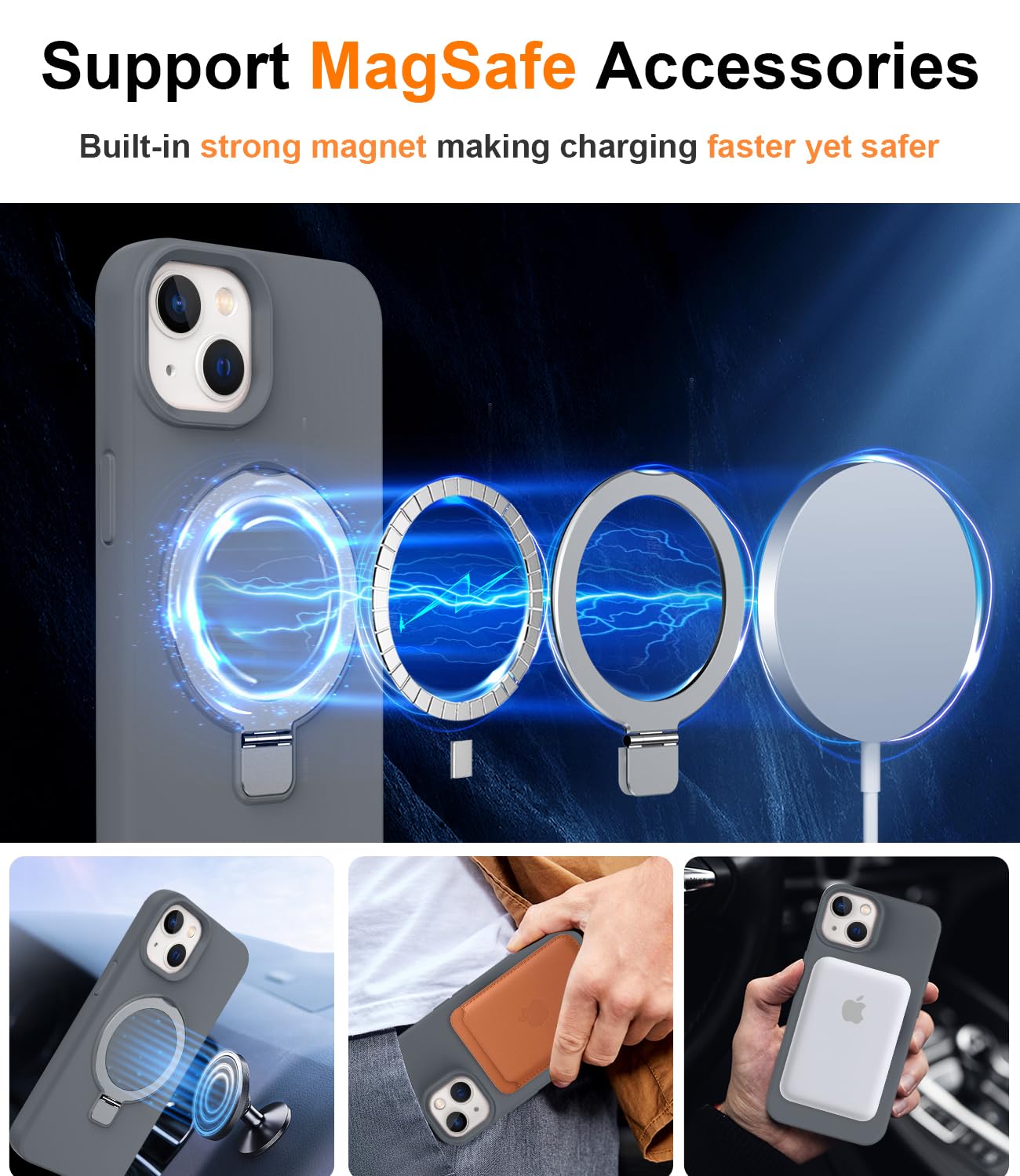 Foto 4 pulgar | Funda De Silicona Sterker Con Soporte Magnético Para Iphone 13/14 - Venta Internacional.