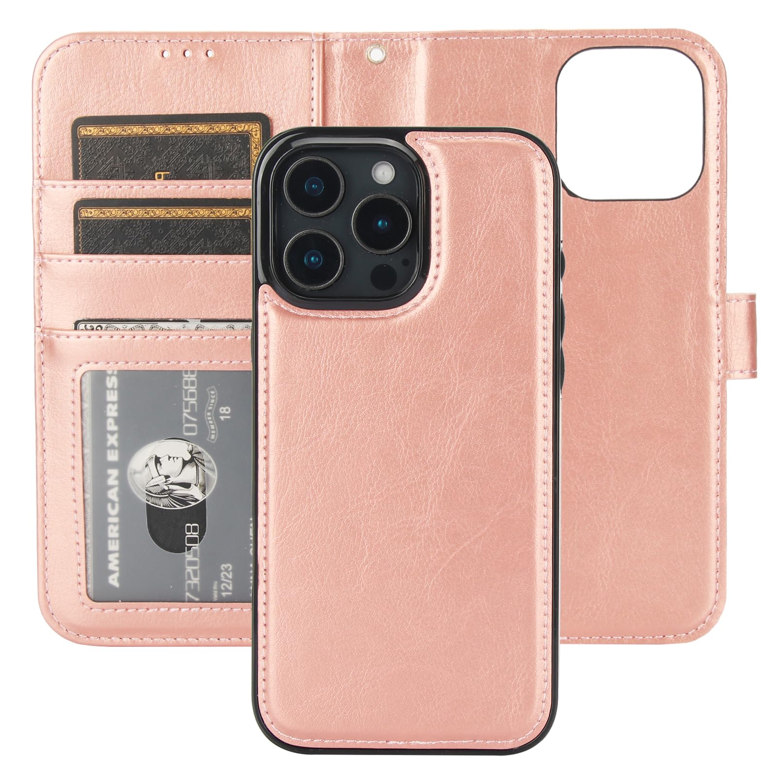 Funda Tipo Cartera Desmontable Bocasal Para Iphone 16 Pro Max Rose Gold - Venta Internacional.