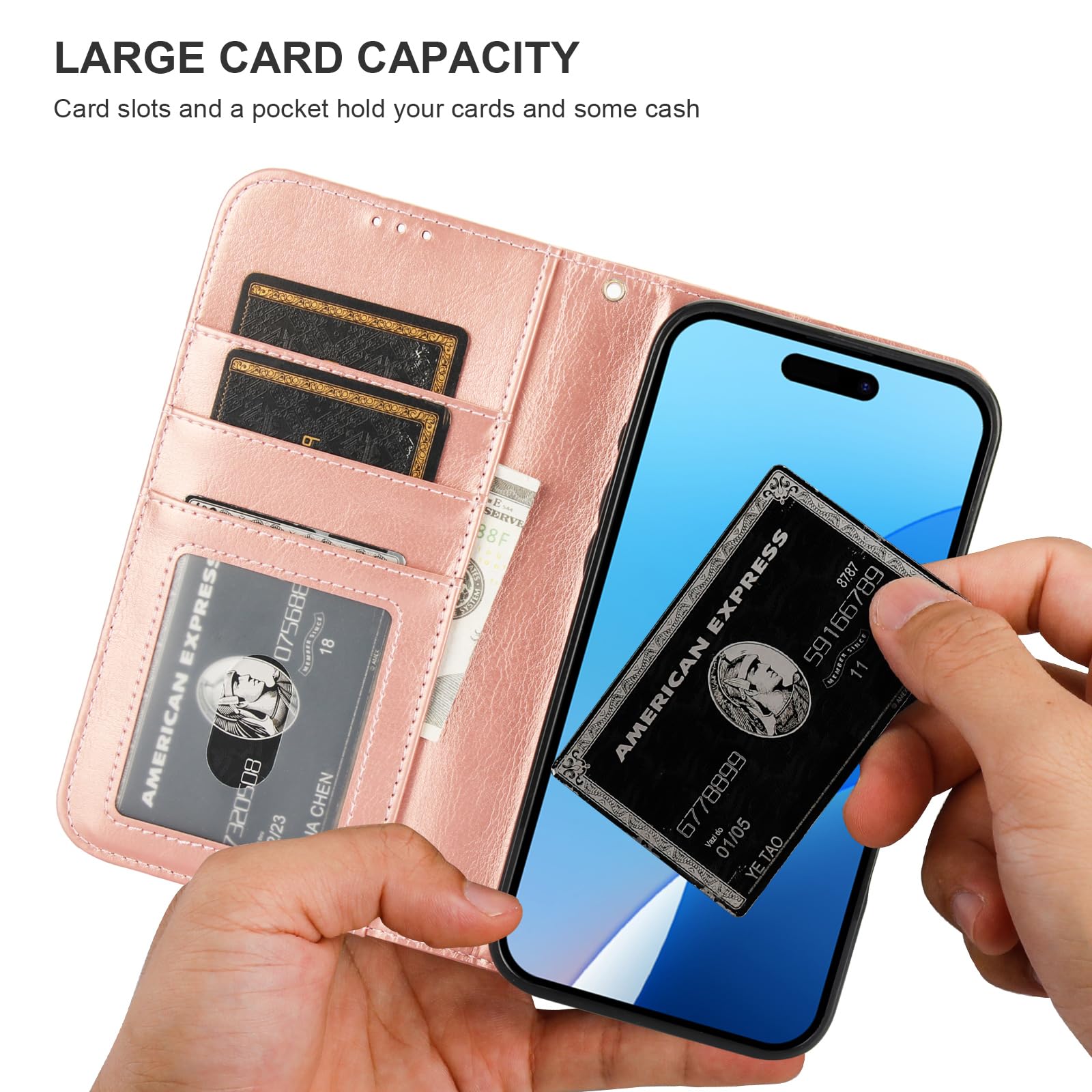 Foto 6 pulgar | Funda Tipo Cartera Desmontable Bocasal Para Iphone 16 Pro Max Rose Gold - Venta Internacional.