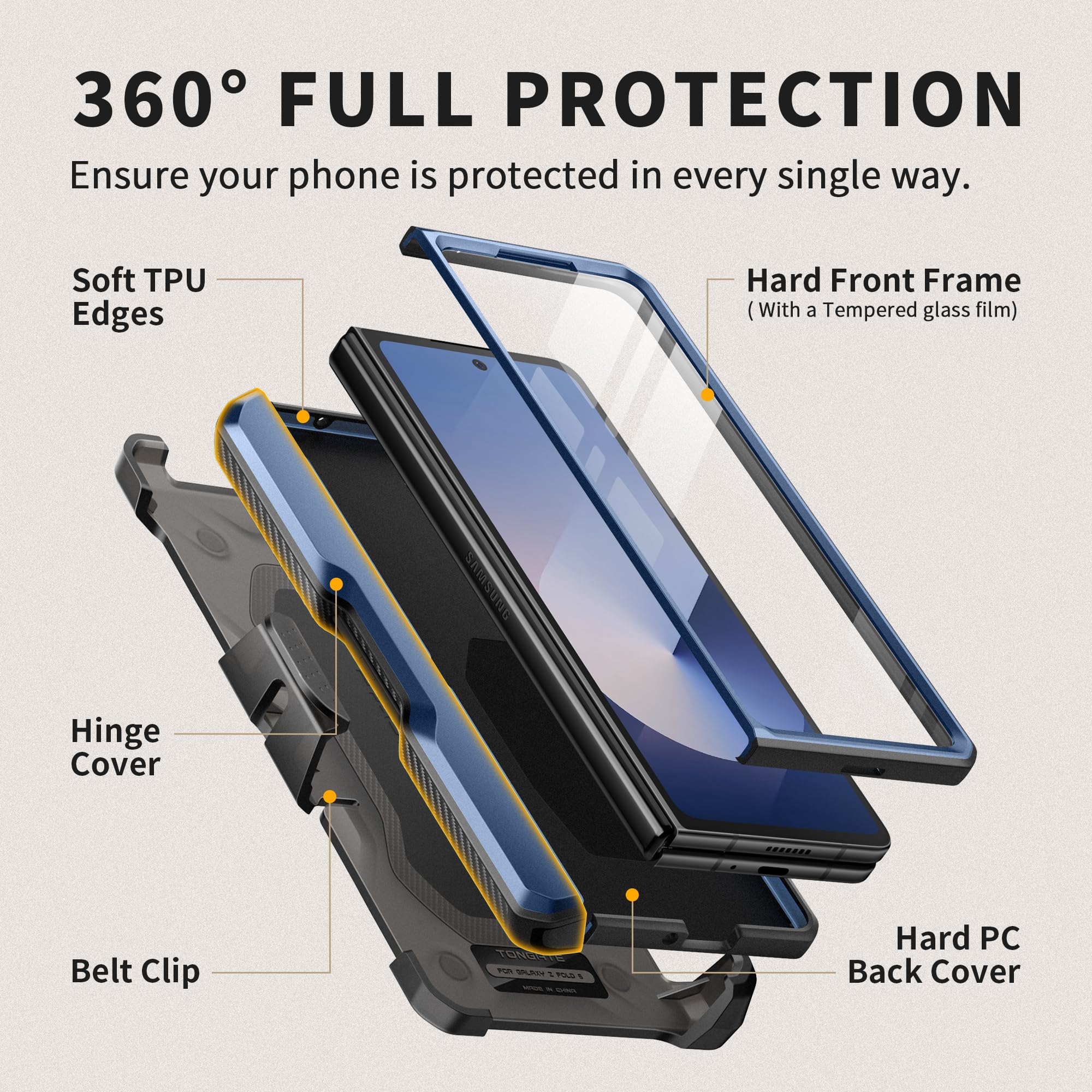 Foto 6 pulgar | Funda De Teléfono Tongate Para Samsung Galaxy Z Fold 6 Con Accesorios - Venta Internacional.