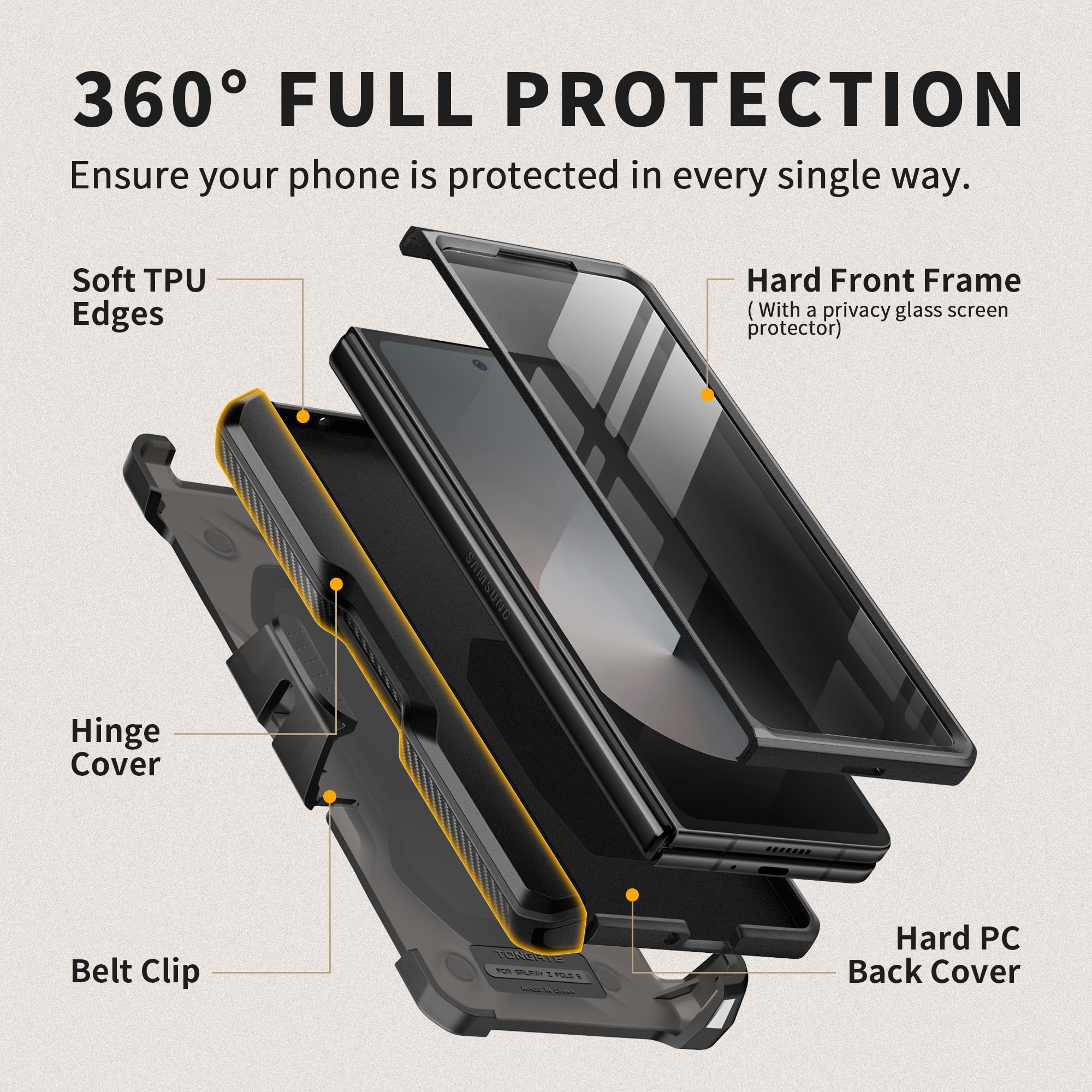 Foto 4 pulgar | Funda De Teléfono Tongate Para Samsung Galaxy Z Fold 6 Con Accesorios - Venta Internacional.
