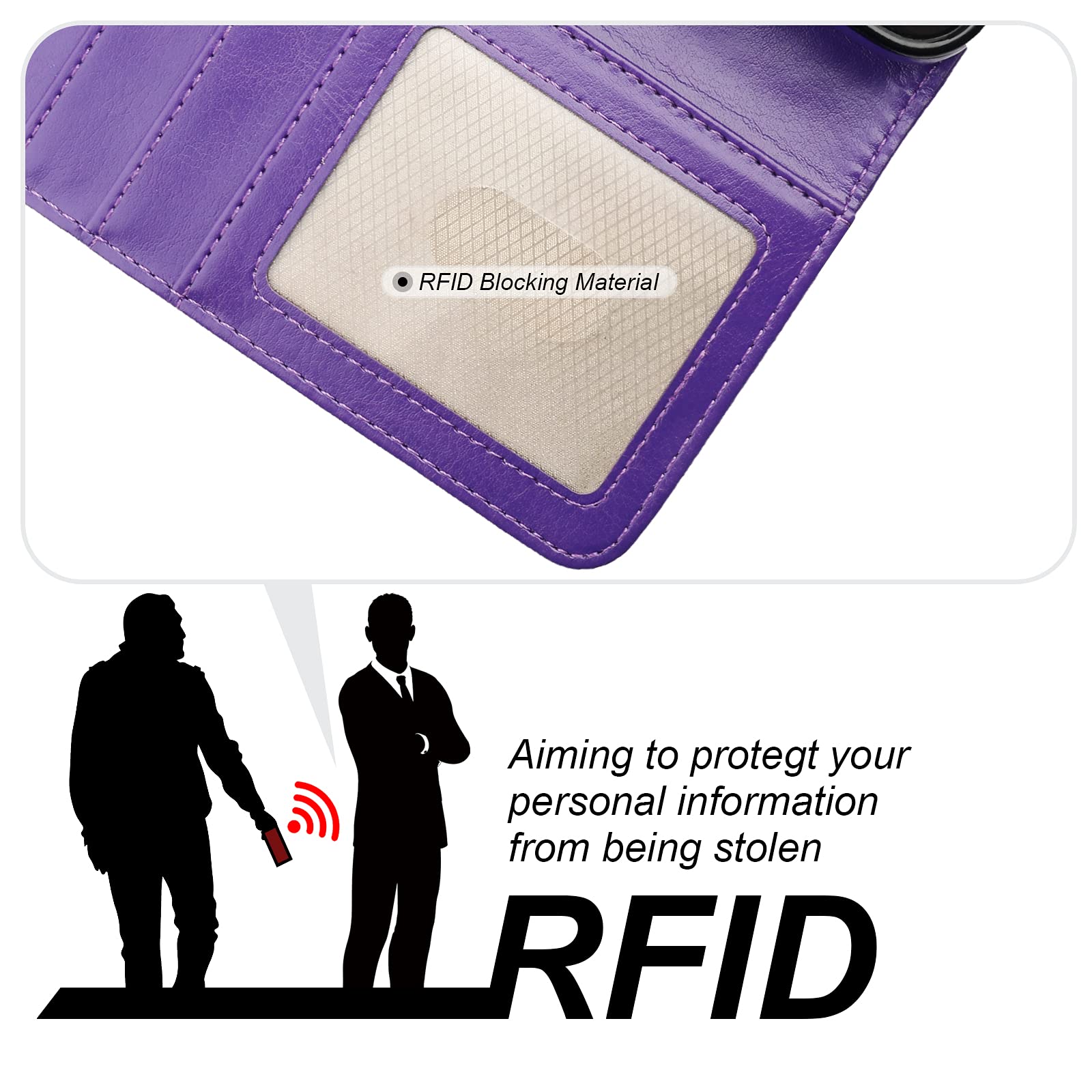 Foto 5 pulgar | Funda Tipo Cartera Desmontable Bocasal Para Iphone 16 Pro De 6,3 Pulgadas, Color Morado - Venta Internacional.