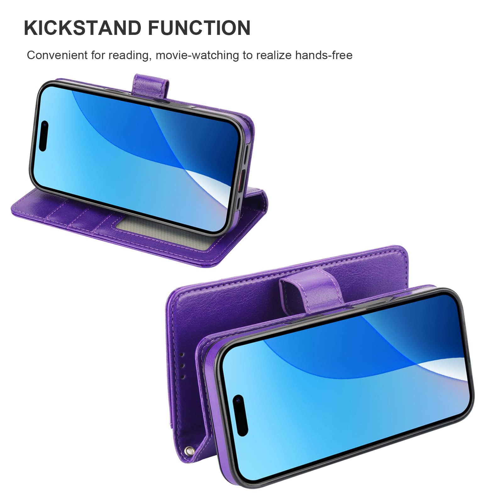 Foto 7 pulgar | Funda Tipo Cartera Desmontable Bocasal Para Iphone 16 Pro De 6,3 Pulgadas, Color Morado - Venta Internacional.