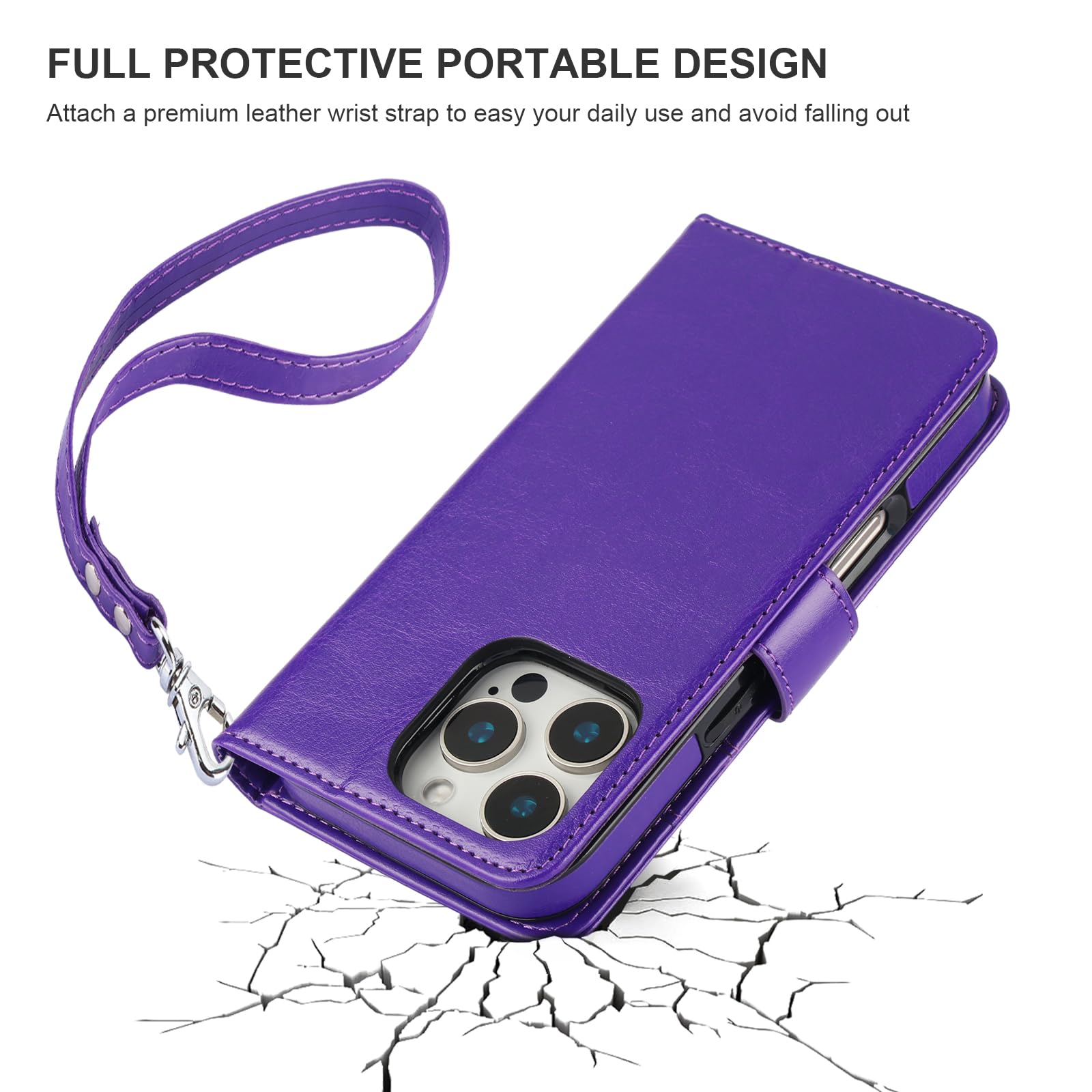 Foto 8 pulgar | Funda Tipo Cartera Desmontable Bocasal Para Iphone 16 Pro De 6,3 Pulgadas, Color Morado - Venta Internacional.