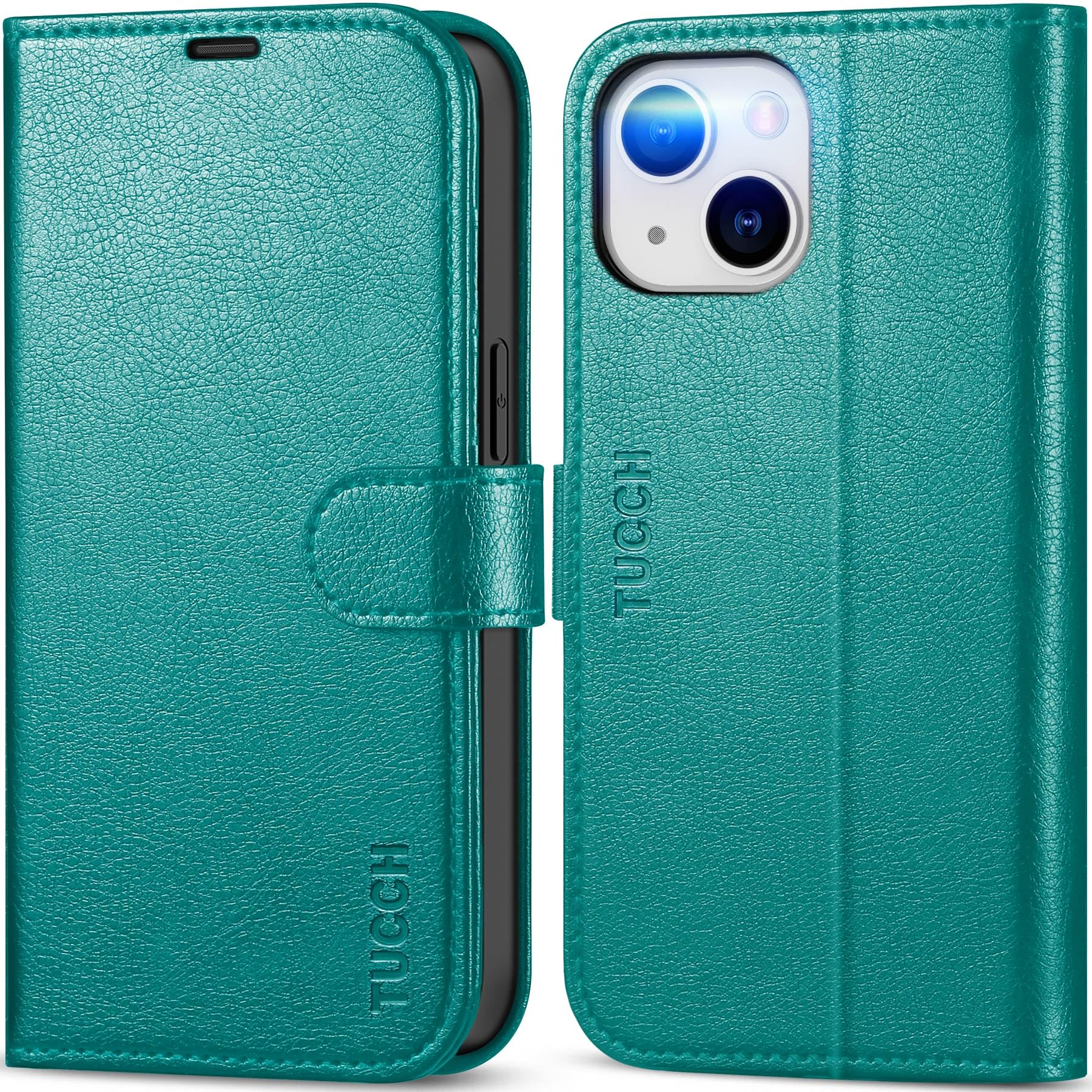 Foto 2 pulgar | Funda Tipo Cartera Tucch Para Iphone 14 De 6,1 Pulgadas Con 4 Ranuras Para Tarjetas, Color Cian - Venta Internacional.