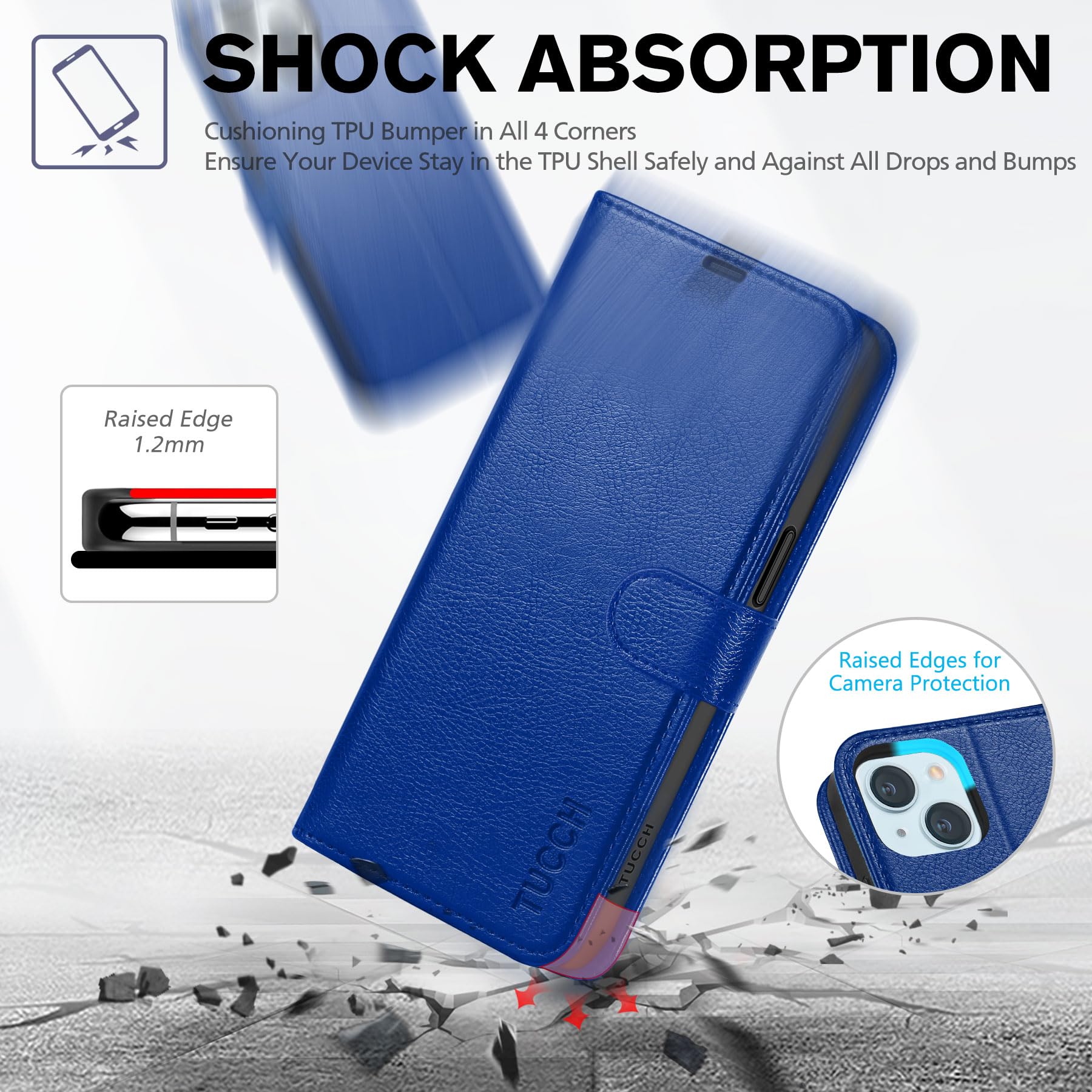 Foto 6 | Funda Tipo Cartera Tucch Para Iphone 15 De 6.1 Pulgadas 5g Con 4 Tarjeteros - Venta Internacional.