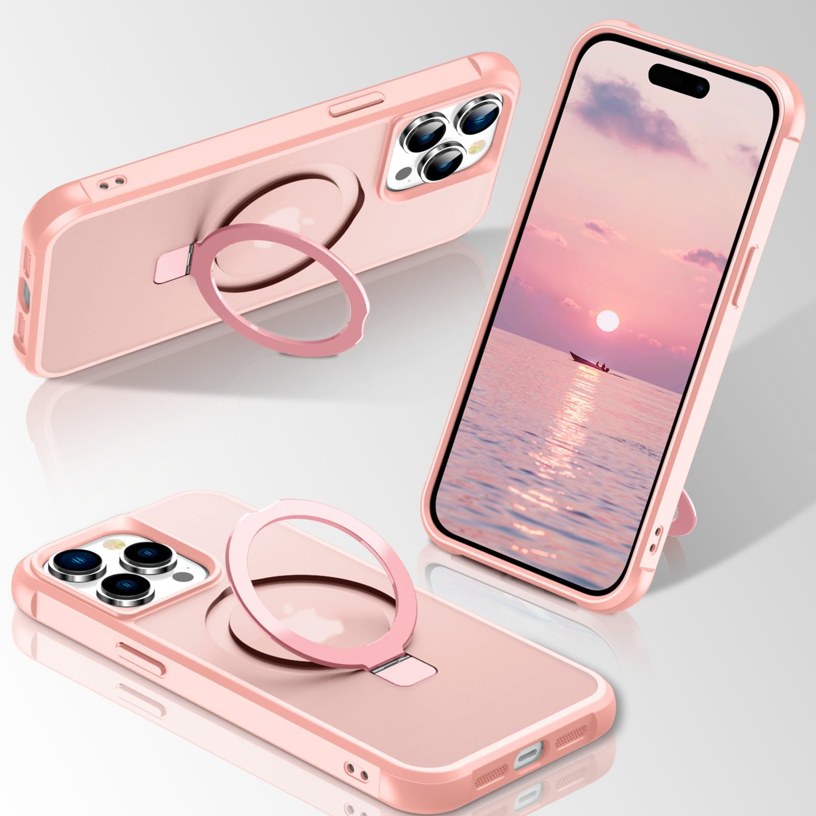 Foto 2 pulgar | Funda Para Teléfono Sterker Con Soporte Magnético Para Iphone 14 Pro Max, Rosa - Venta Internacional.