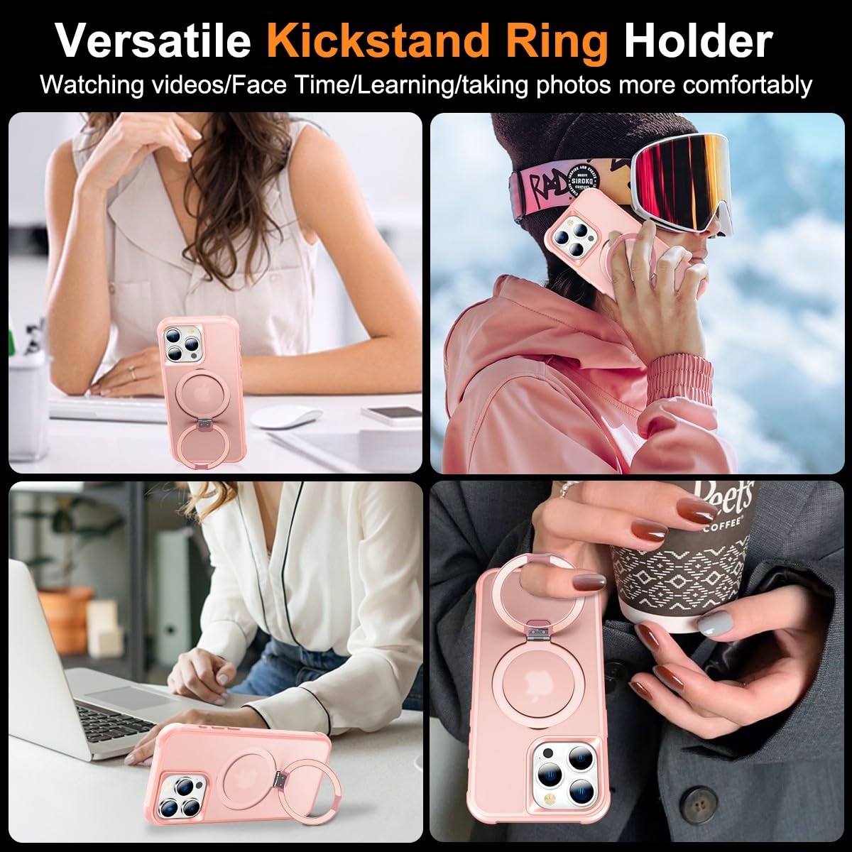 Foto 3 pulgar | Funda Para Teléfono Sterker Con Soporte Magnético Para Iphone 14 Pro Max, Rosa - Venta Internacional.