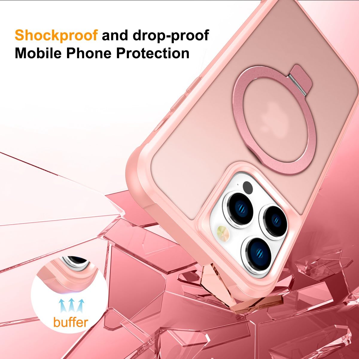 Foto 4 pulgar | Funda Para Teléfono Sterker Con Soporte Magnético Para Iphone 14 Pro Max, Rosa - Venta Internacional.